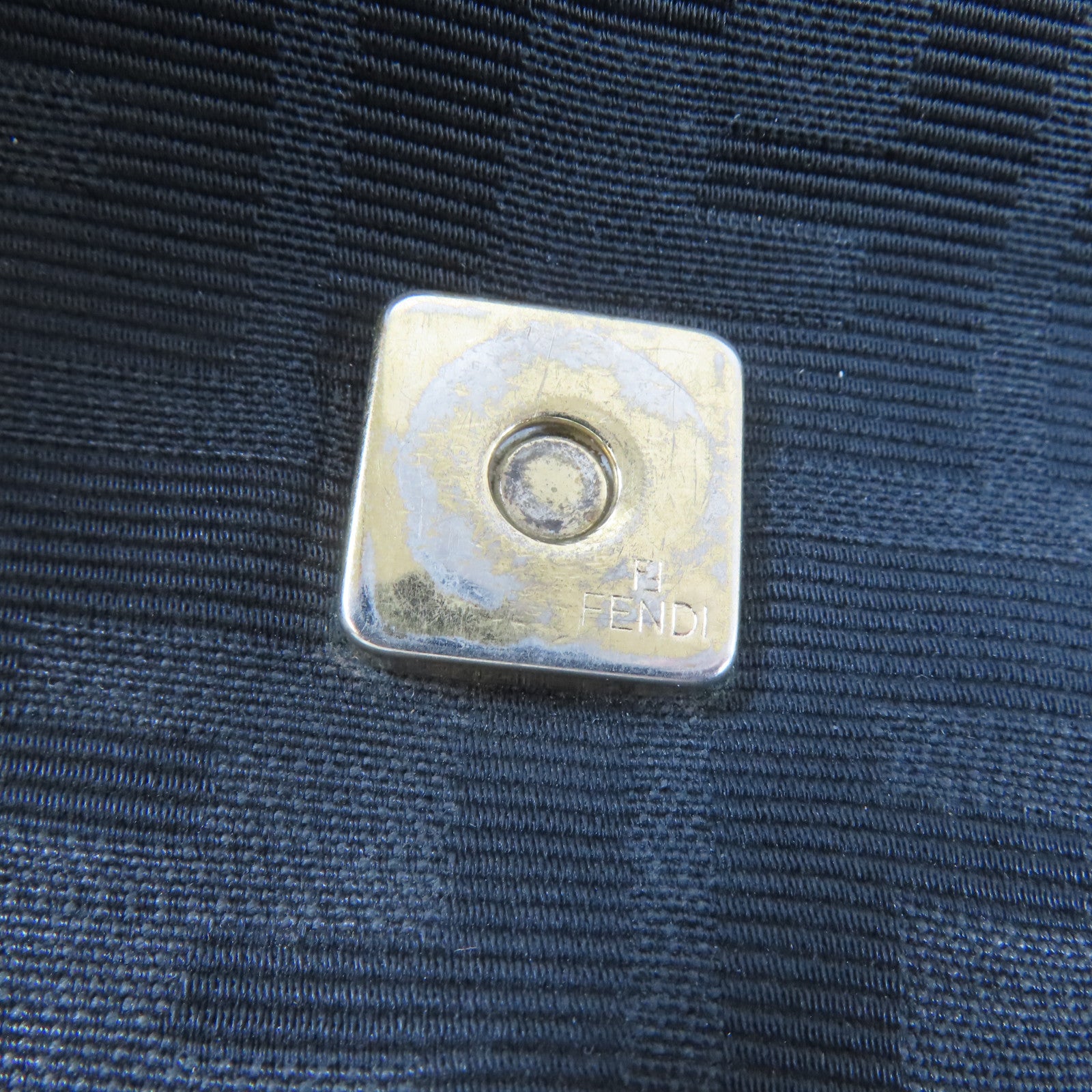 FENDI 帆布Zucca Mia Flap銀扣肩背袋啡色