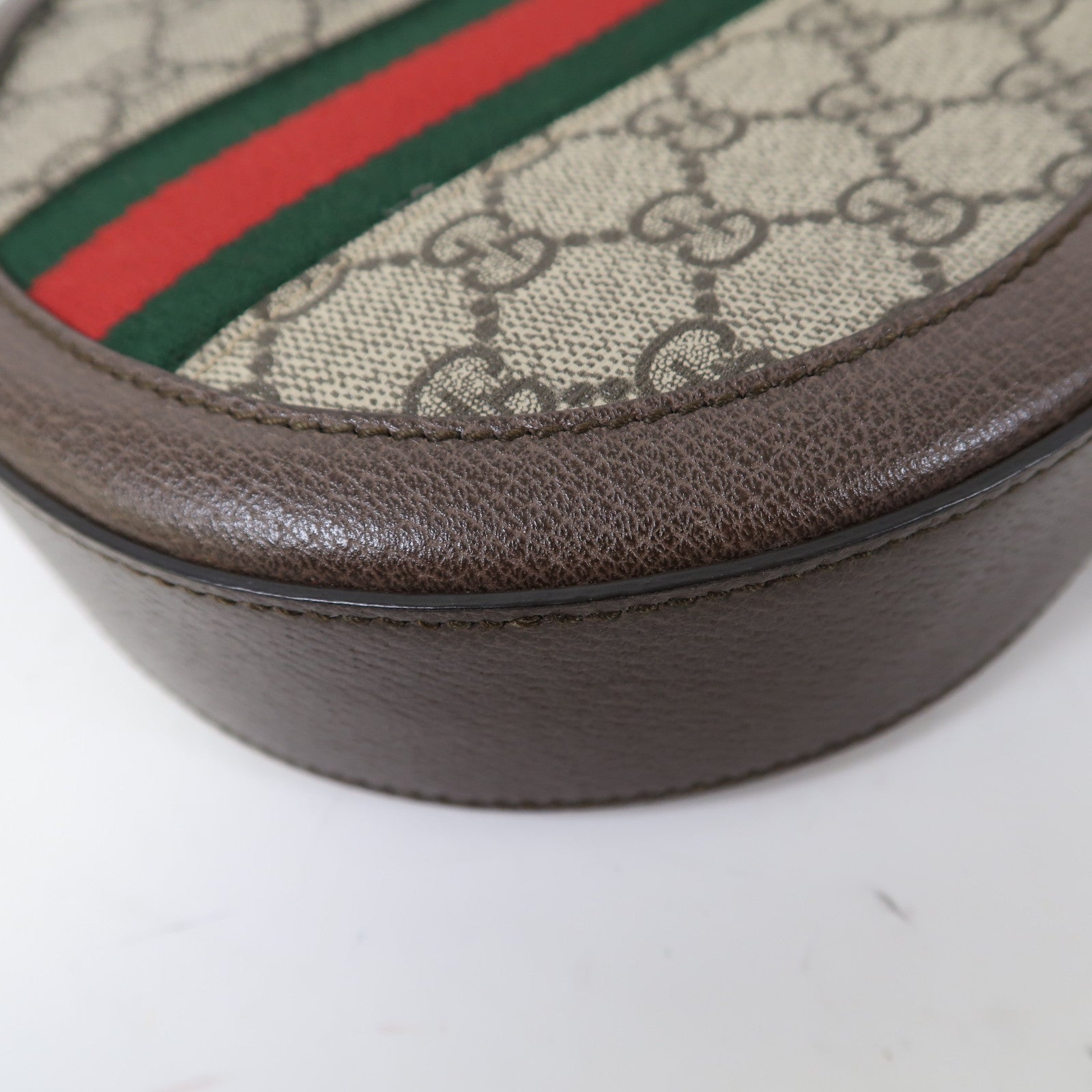 GUCCI 塗層帆布Ophidia GG金扣鏈帶肩背袋啡色