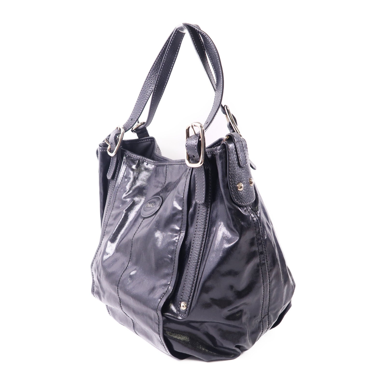 TOD'S 塗層帆布Tote Bag銀扣肩背袋