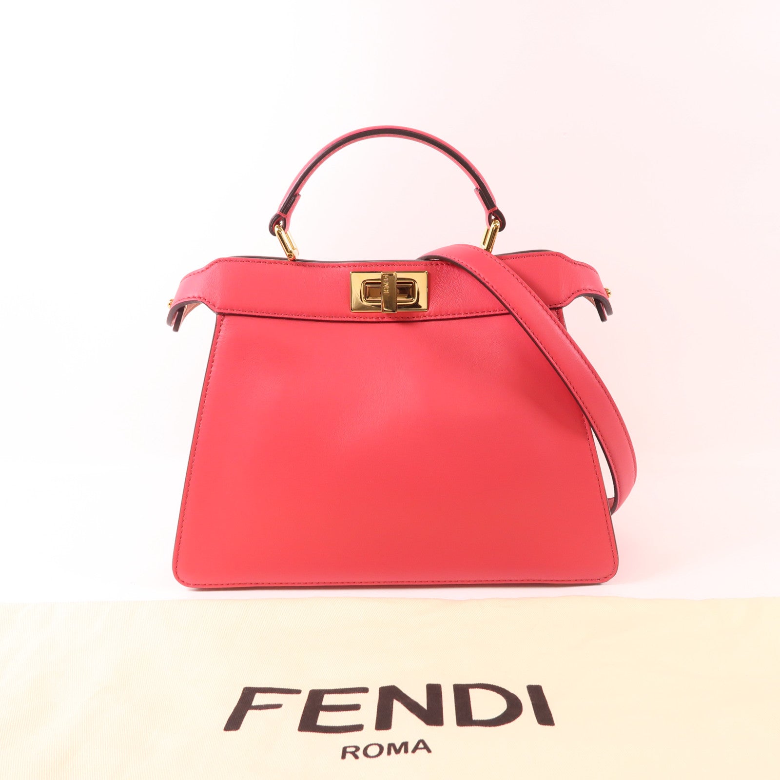 FENDI 牛皮皮革Peekaboo金扣手挽肩背兩用袋