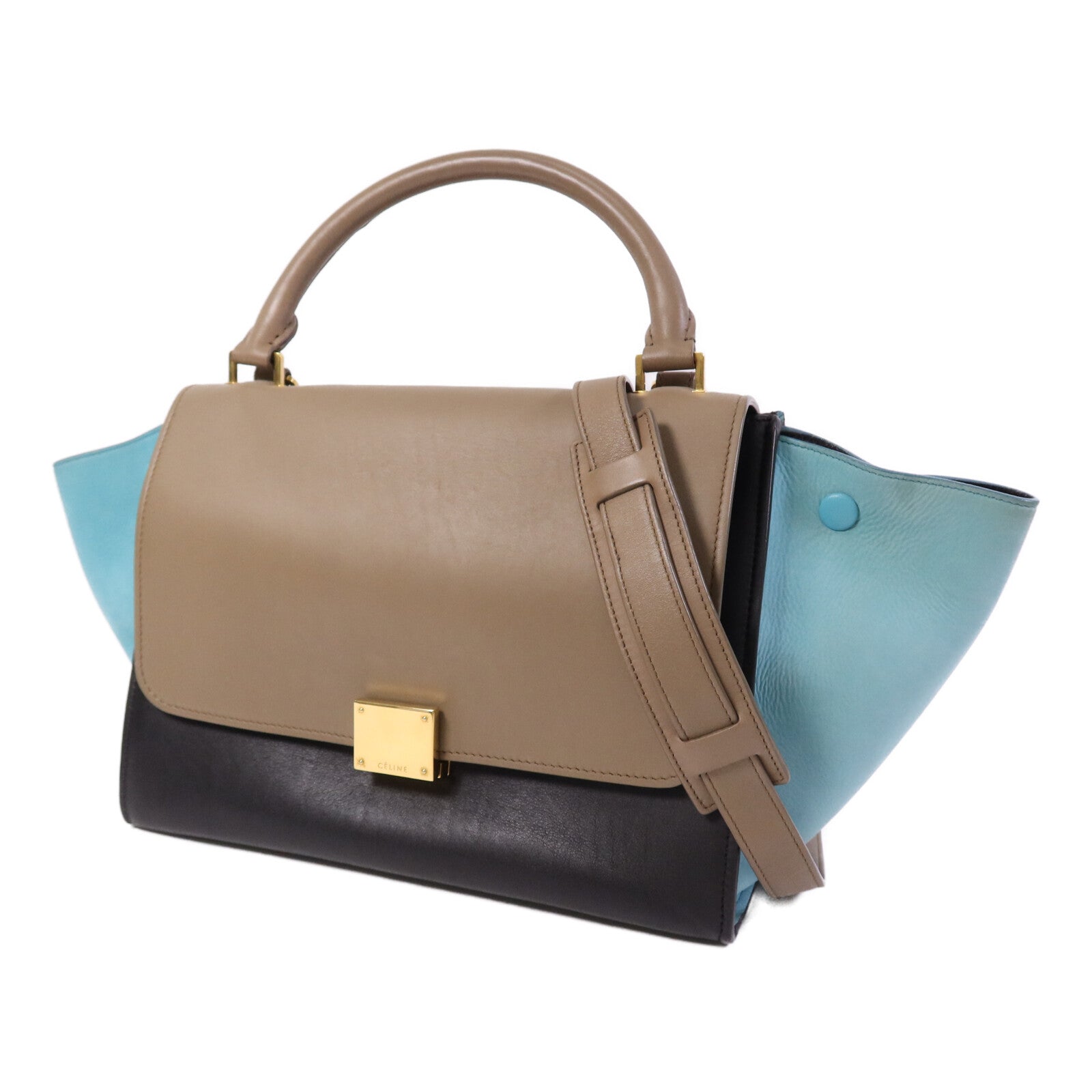 CELINE 牛皮皮革Trapeze金扣手挽肩背兩用袋