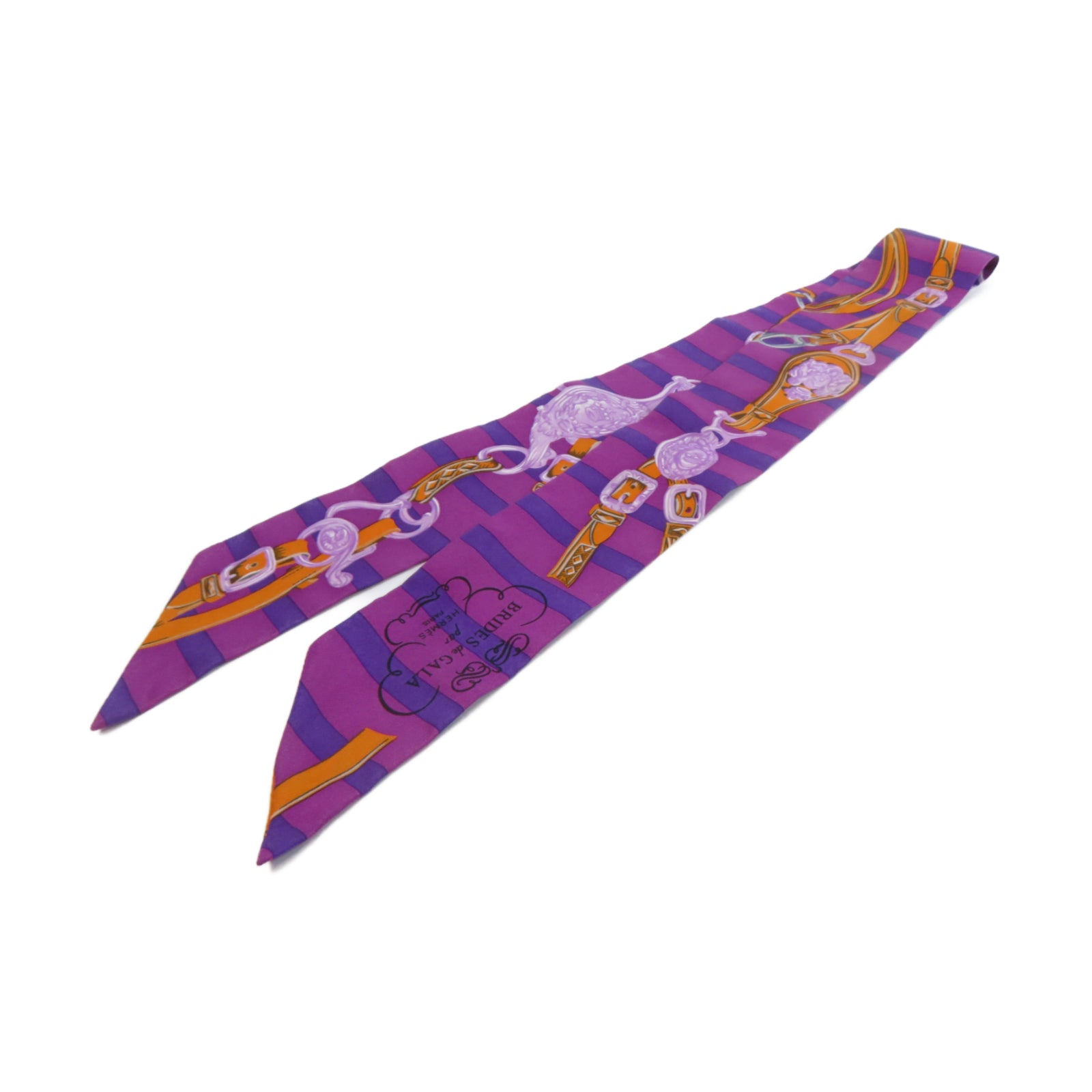 HERMES 【激減優惠】絲質Twilly絲巾紫色