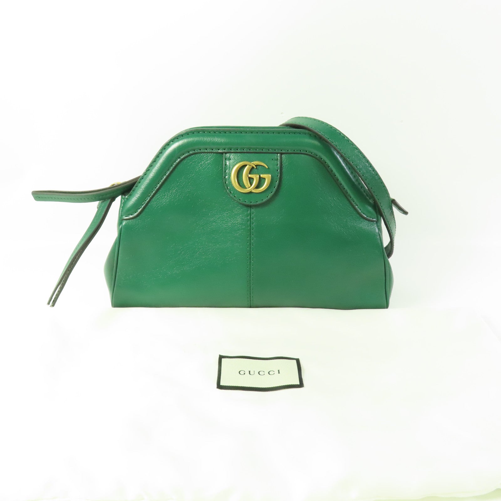 GUCCI GG Shoulder Bag 524620 Calfskin Leather Green