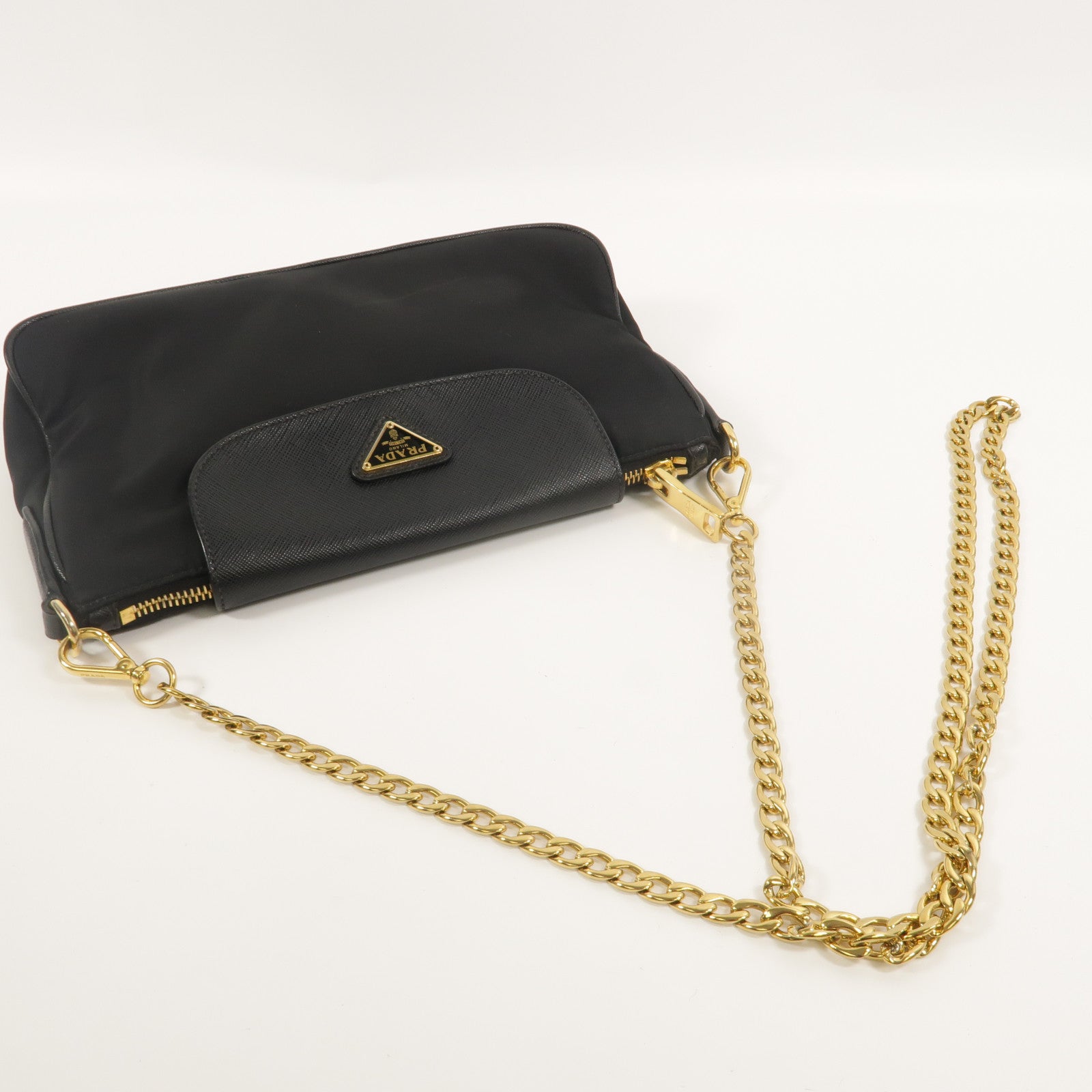 PRADA 尼龍Shoulder Bag鏈帶肩背袋