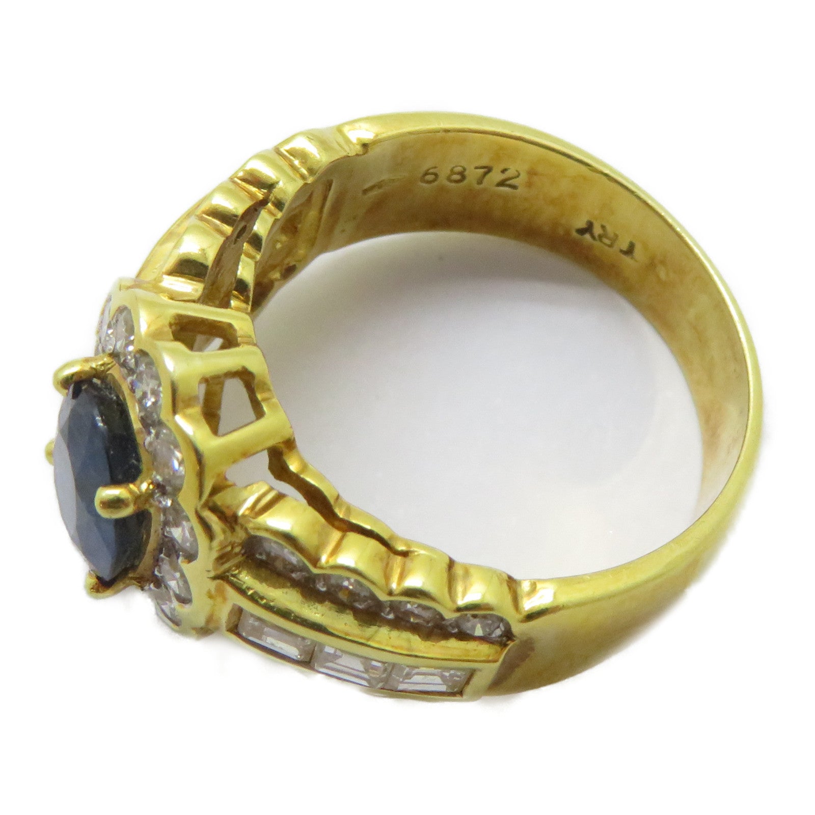 JEWELRY 【激減優惠】18K黃金Sapphire Ring 1.53ct藍寶石/1.11ct鑽石戒指US#7