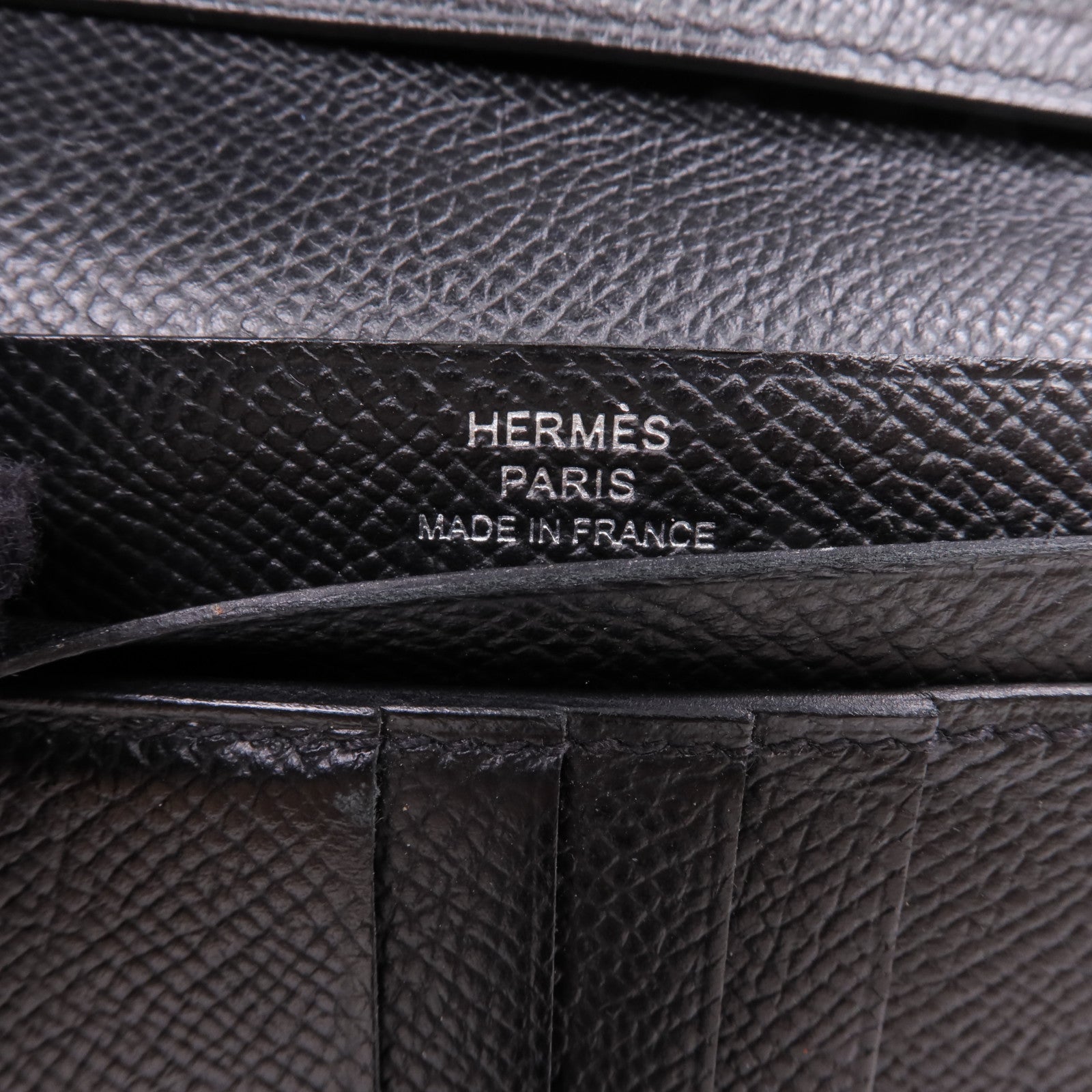 HERMES Epsom皮革Bearn Compact Wallet錢包Noir