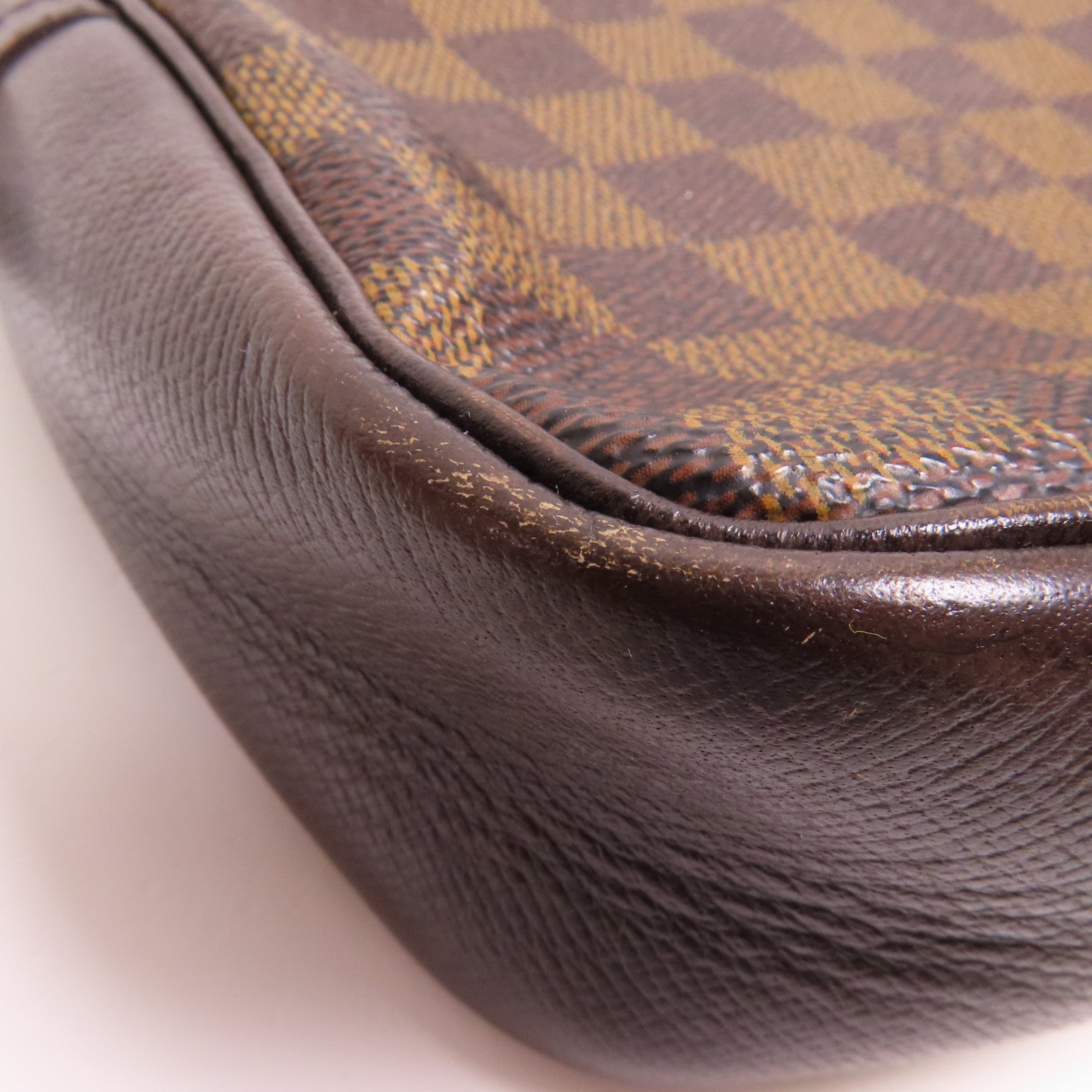 LOUIS VUITTON Damier Trousse Makeup Accessory Pouch金扣手挽袋棕色