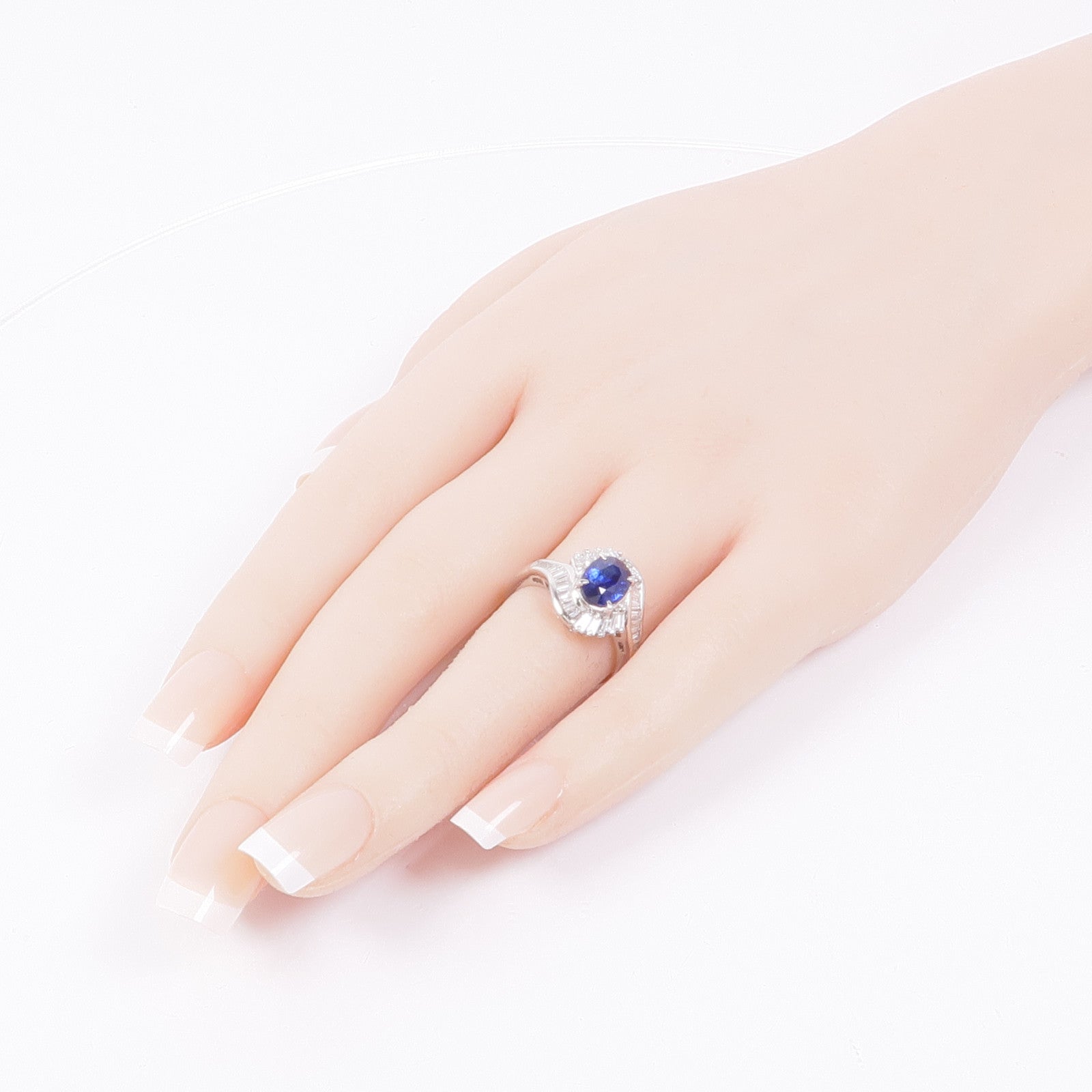 JEWELRY PT900鉑金Sapphire/Diamond Ring藍寶石/鑽石戒指US#6.75