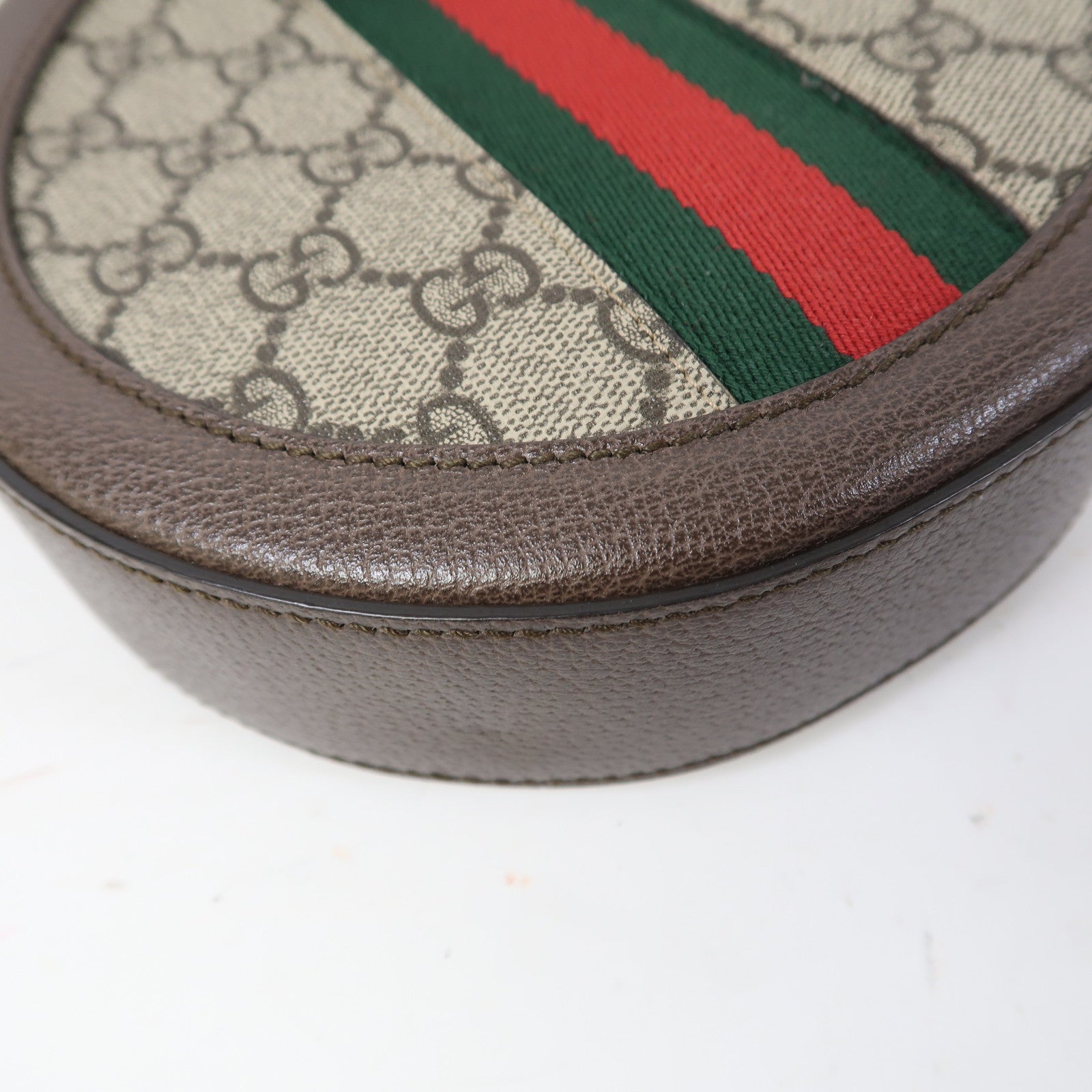 GUCCI 塗層帆布Ophidia GG金扣鏈帶肩背袋啡色