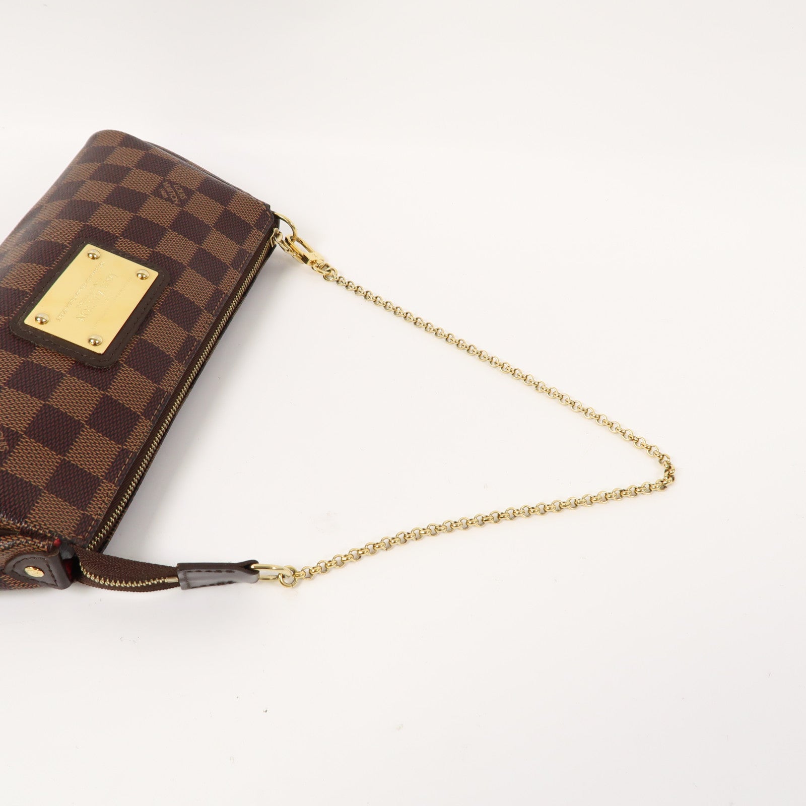 LOUIS VUITTON Damier Ebene Eva金扣鏈帶肩背袋啡色