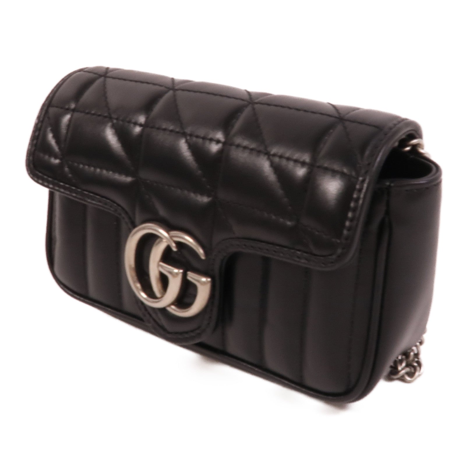 GUCCI 牛皮皮革GG Marmont Super Mini鏈帶肩背袋