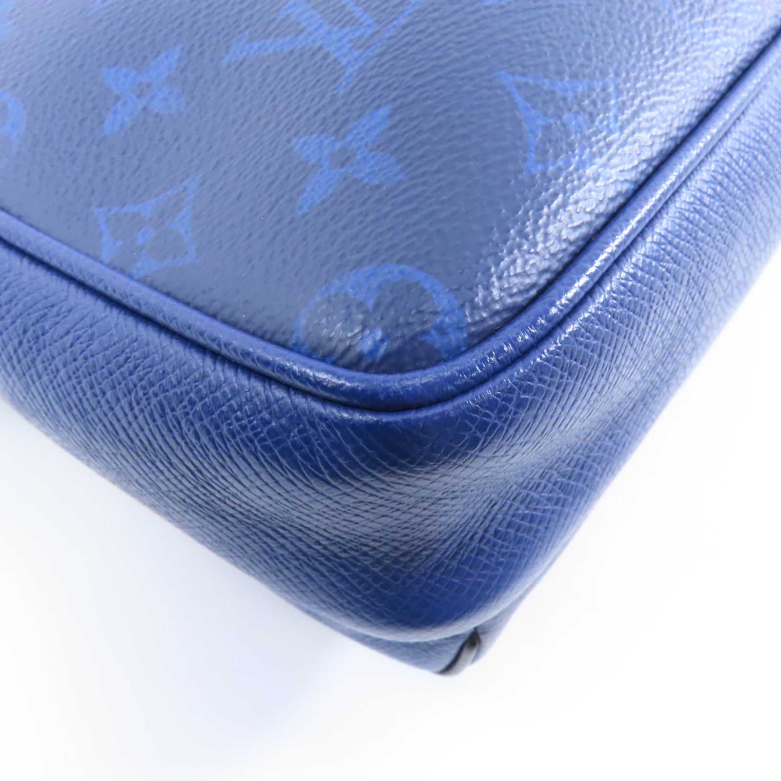LOUIS VUITTON Monogram/Taiga Outdoor Messenger銀扣肩背袋藍色