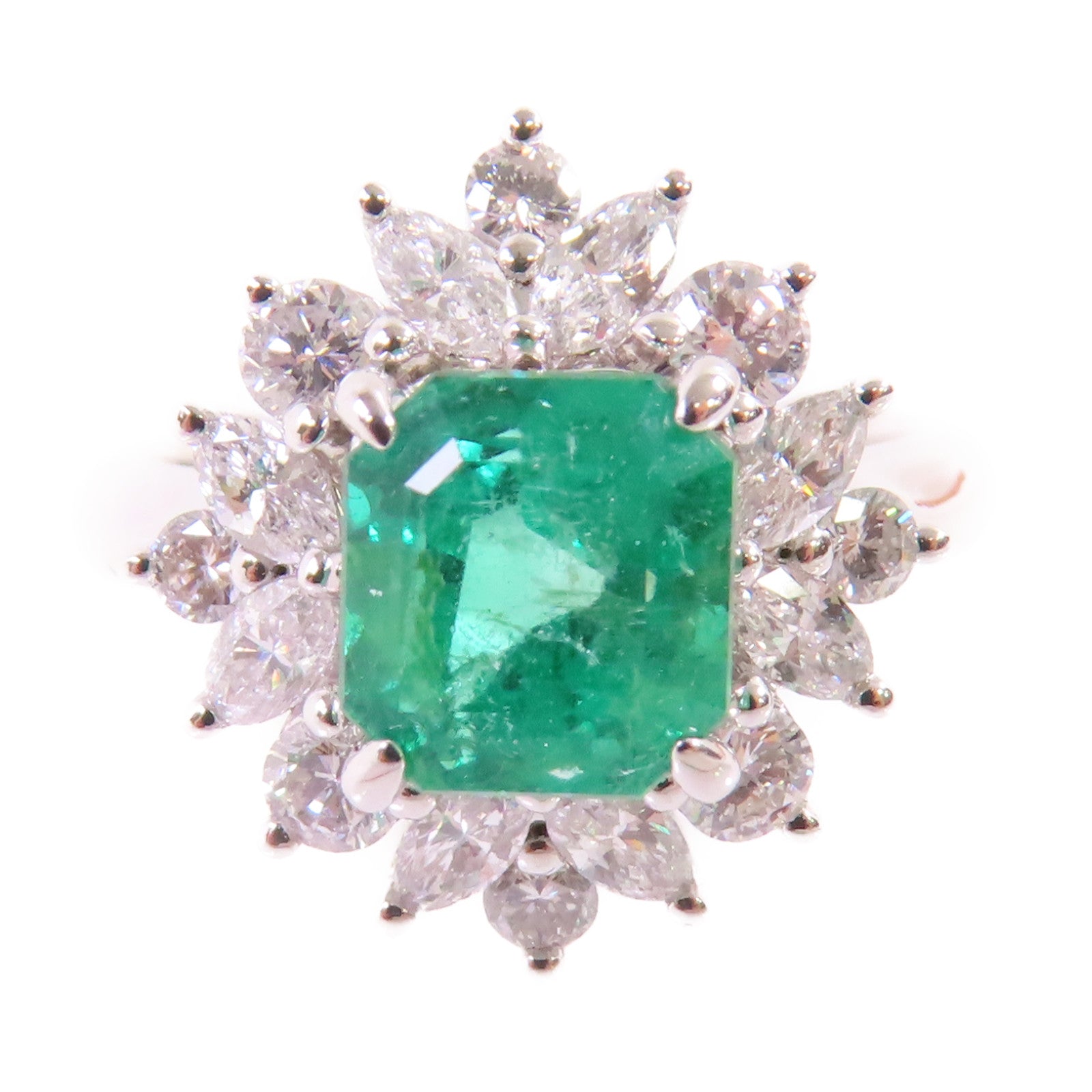 JEWELRY PT950鉑金/1.71ct綠寶石/0.82ct鑽石Emerald/Diamond Ring戒指US#6