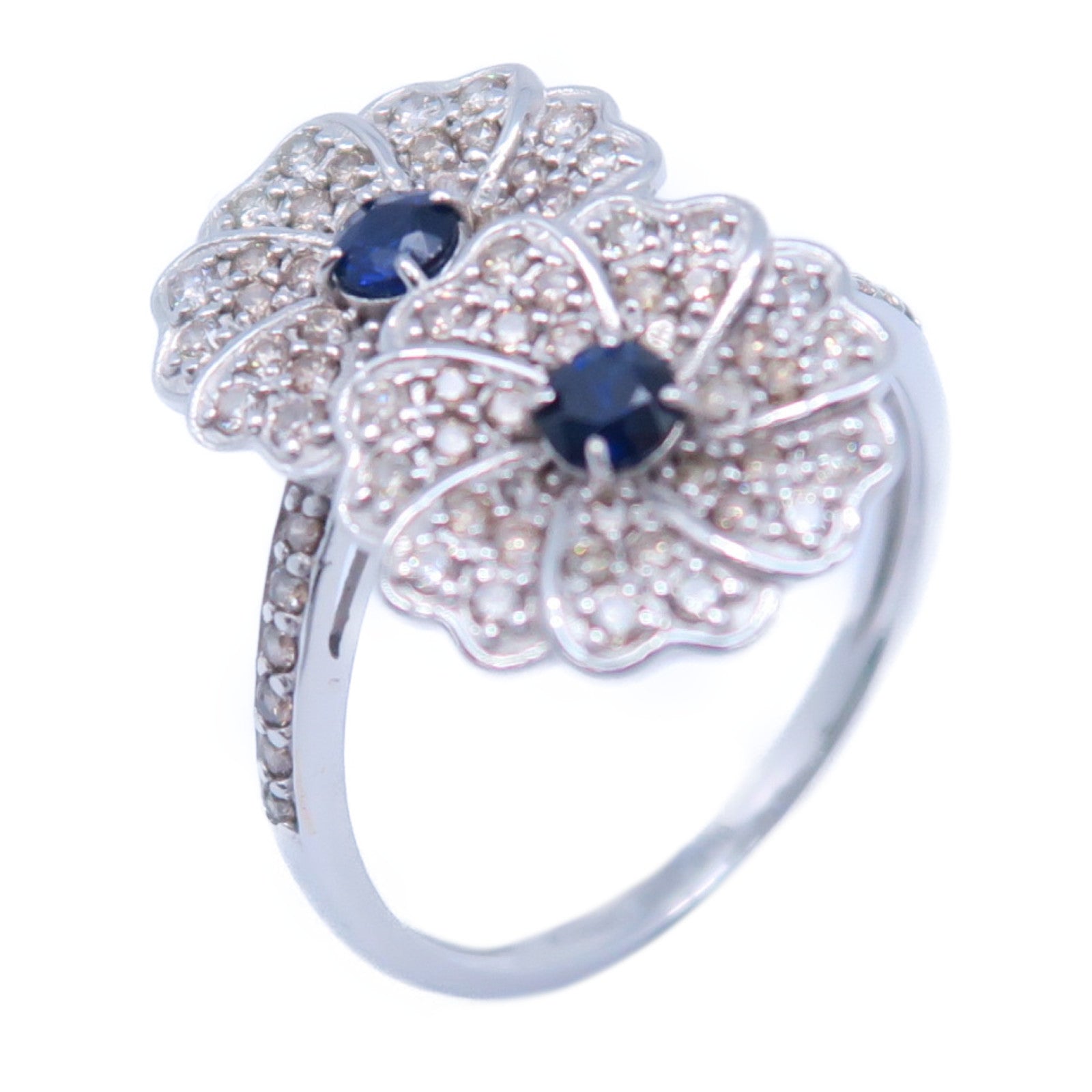 JEWELRY 【激減優惠】18K白金Diamond Ring 0.10ct藍寶石/0.50ct鑽石戒指US#5.75