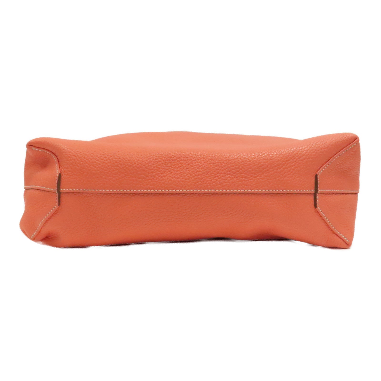 HERMES Clemence皮革Double Sens手挽袋Crevette/淺橙色/Rouge Casaque/紅色