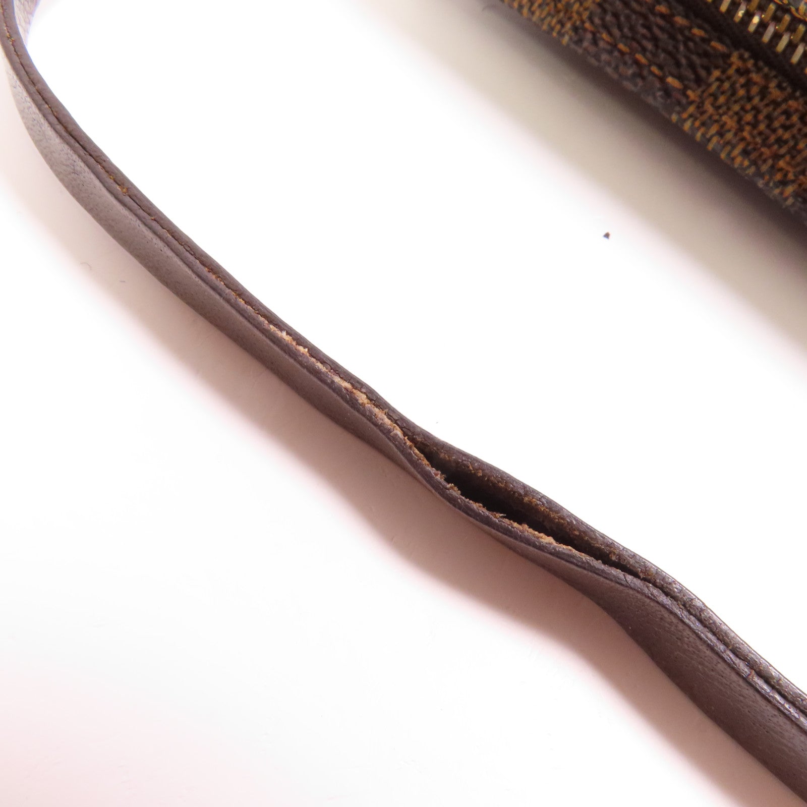 LOUIS VUITTON Damier Trousse Makeup Accessory Pouch金扣手挽袋棕色