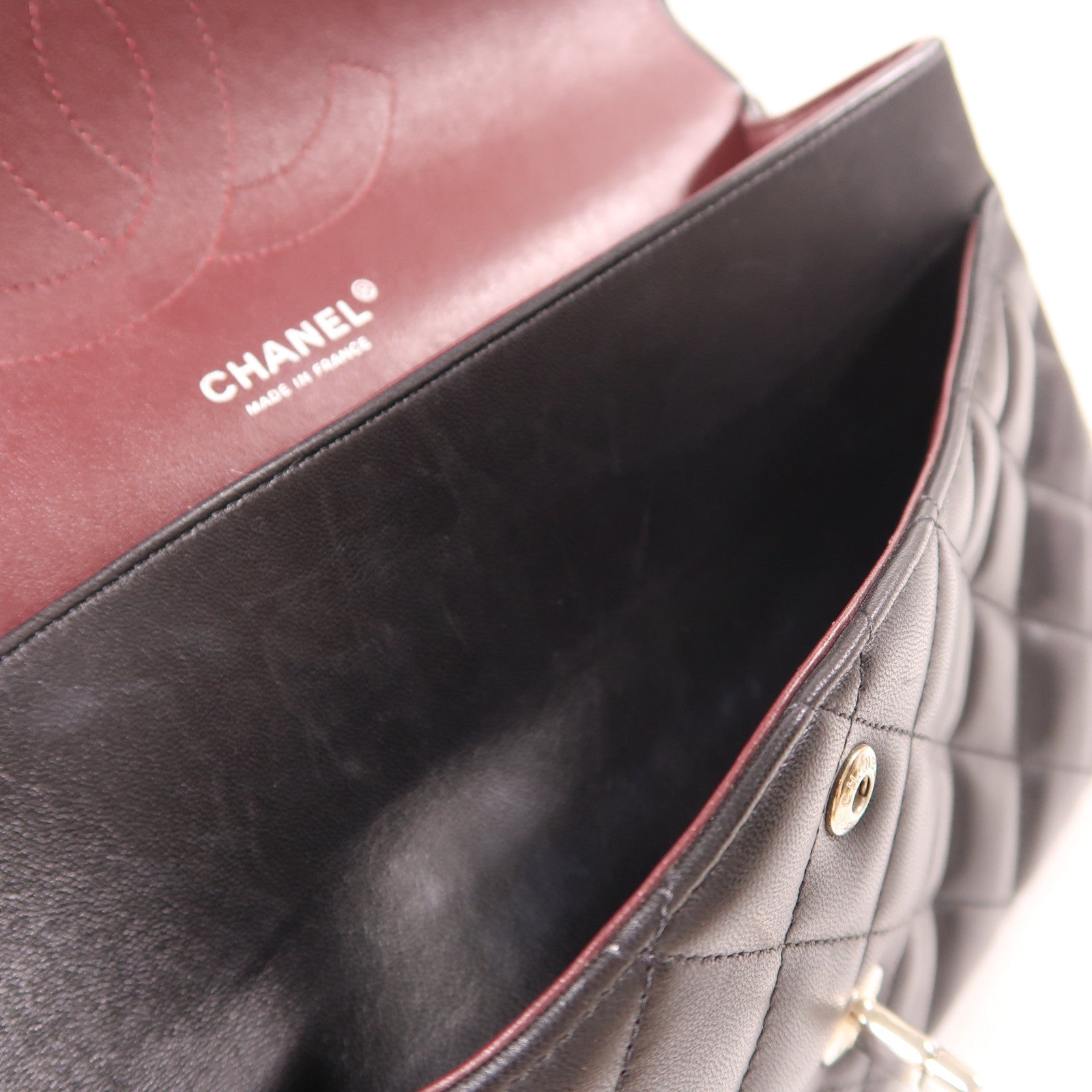 CHANEL CC SHW Large Classic Chain Shoulder Bag Lambskin Leather Black