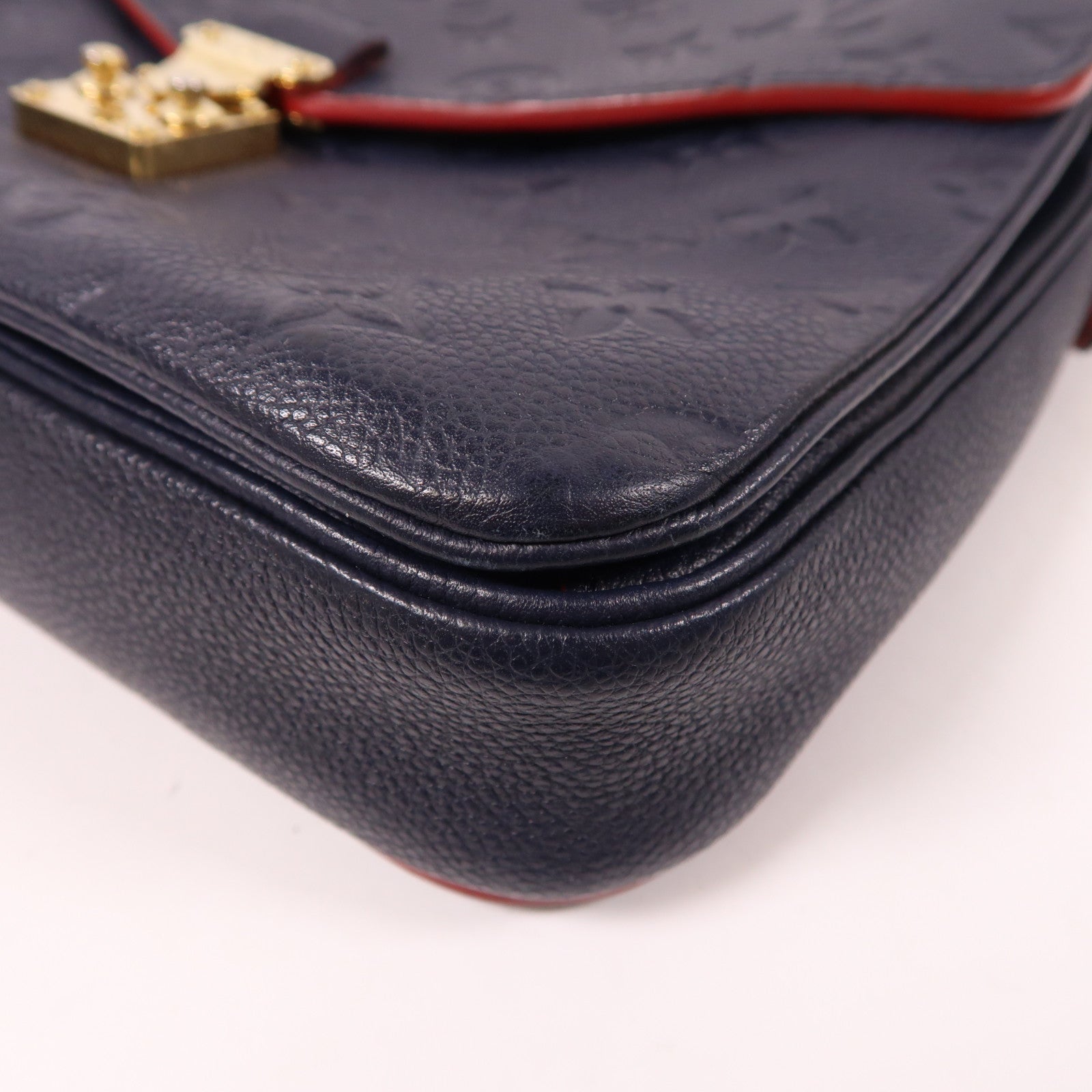 LOUIS VUITTON Monogram Empreinte Pochette Metis金扣手挽肩背兩用袋深藍色