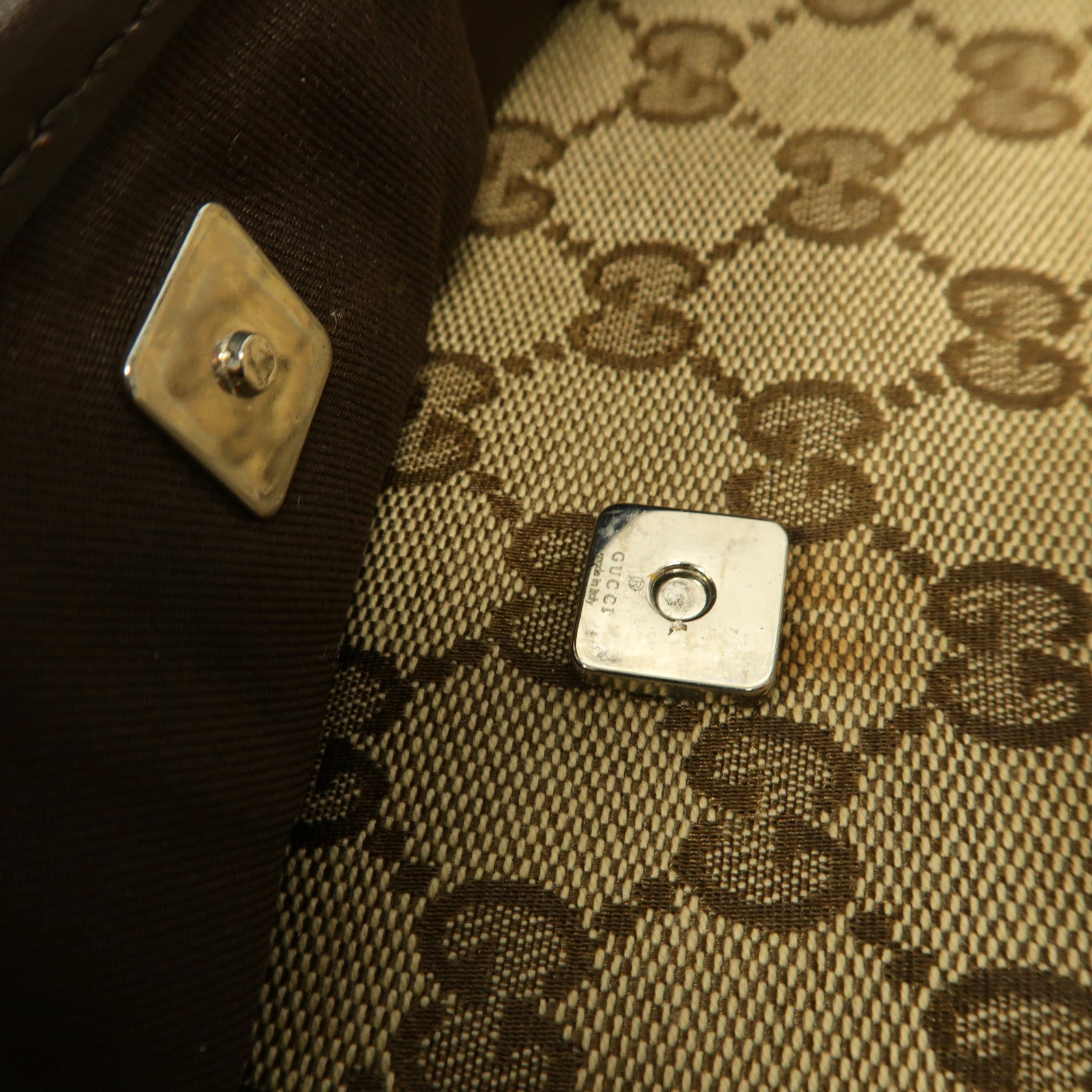 GUCCI 【激減優惠】帆布Shoulder Bag銀扣肩背袋啡色