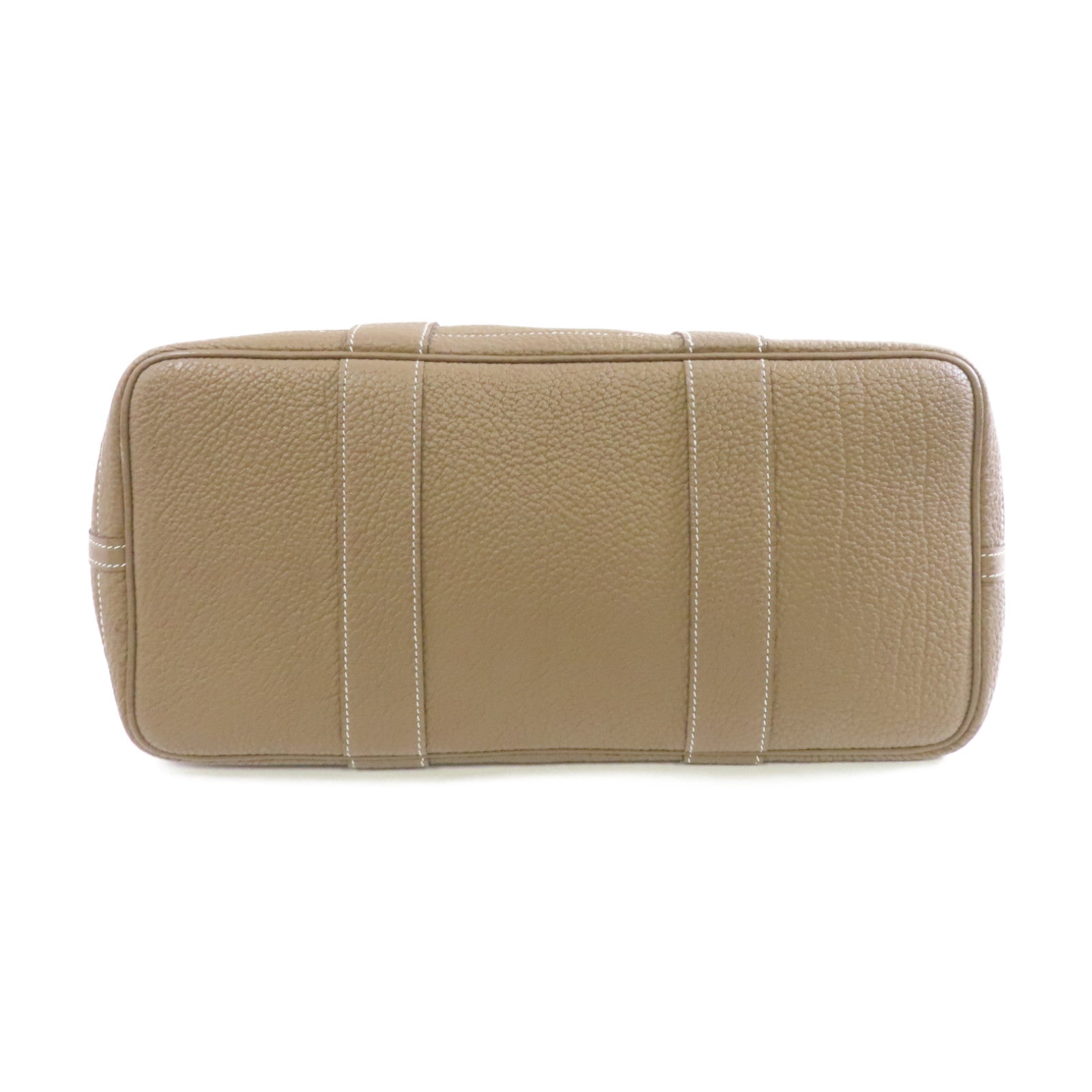 HERMES Clemence皮革GardenParty PM銀扣手挽袋Etoupe/米灰色