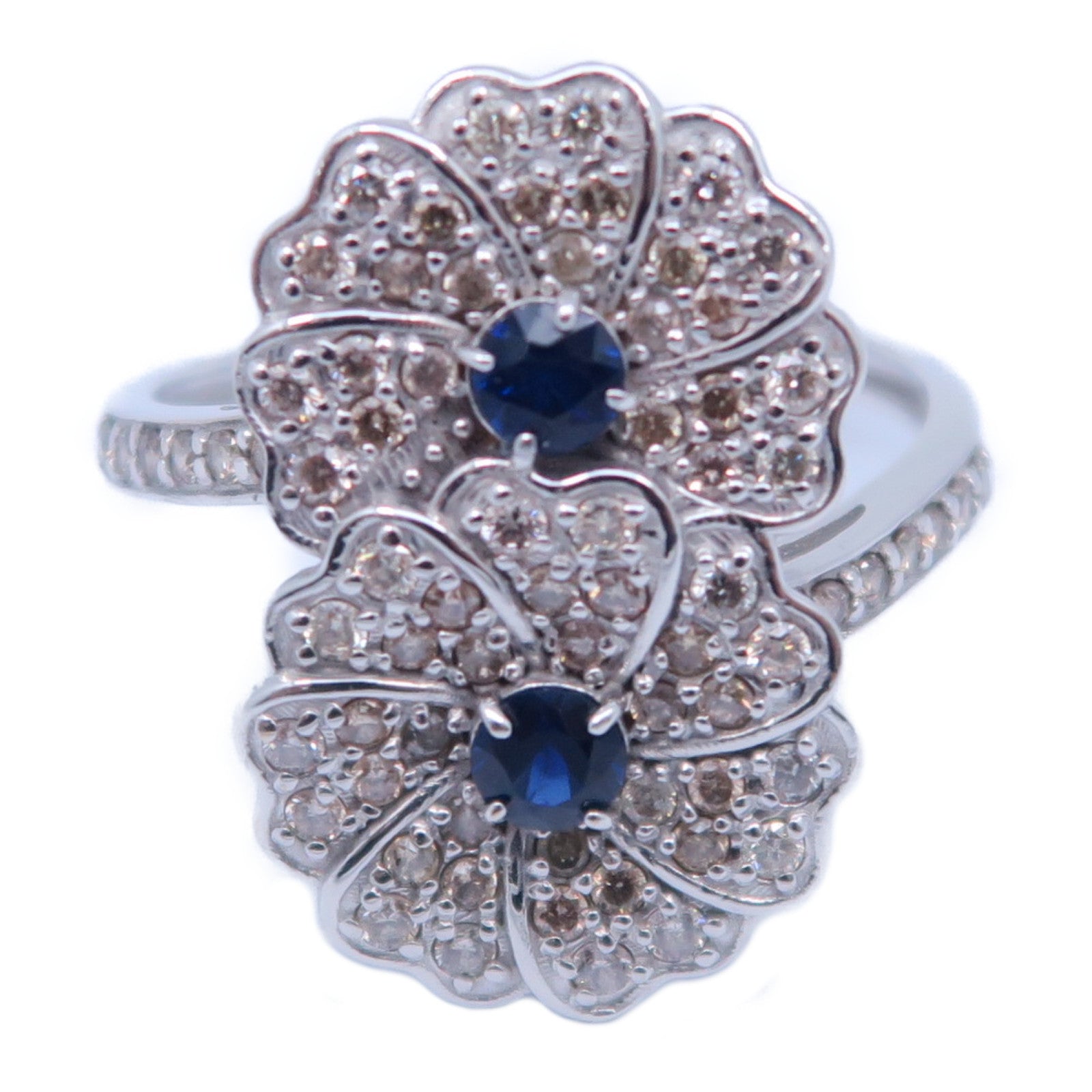 JEWELRY 【激減優惠】18K白金Diamond Ring 0.10ct藍寶石/0.50ct鑽石戒指US#5.75
