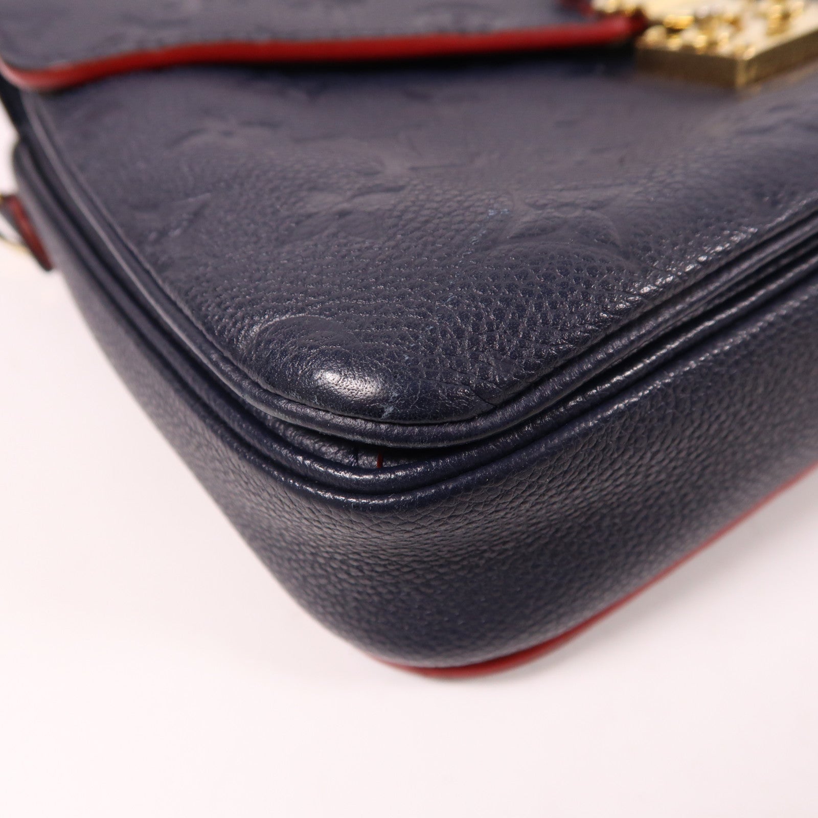 LOUIS VUITTON Monogram Empreinte Pochette Metis金扣手挽肩背兩用袋深藍色