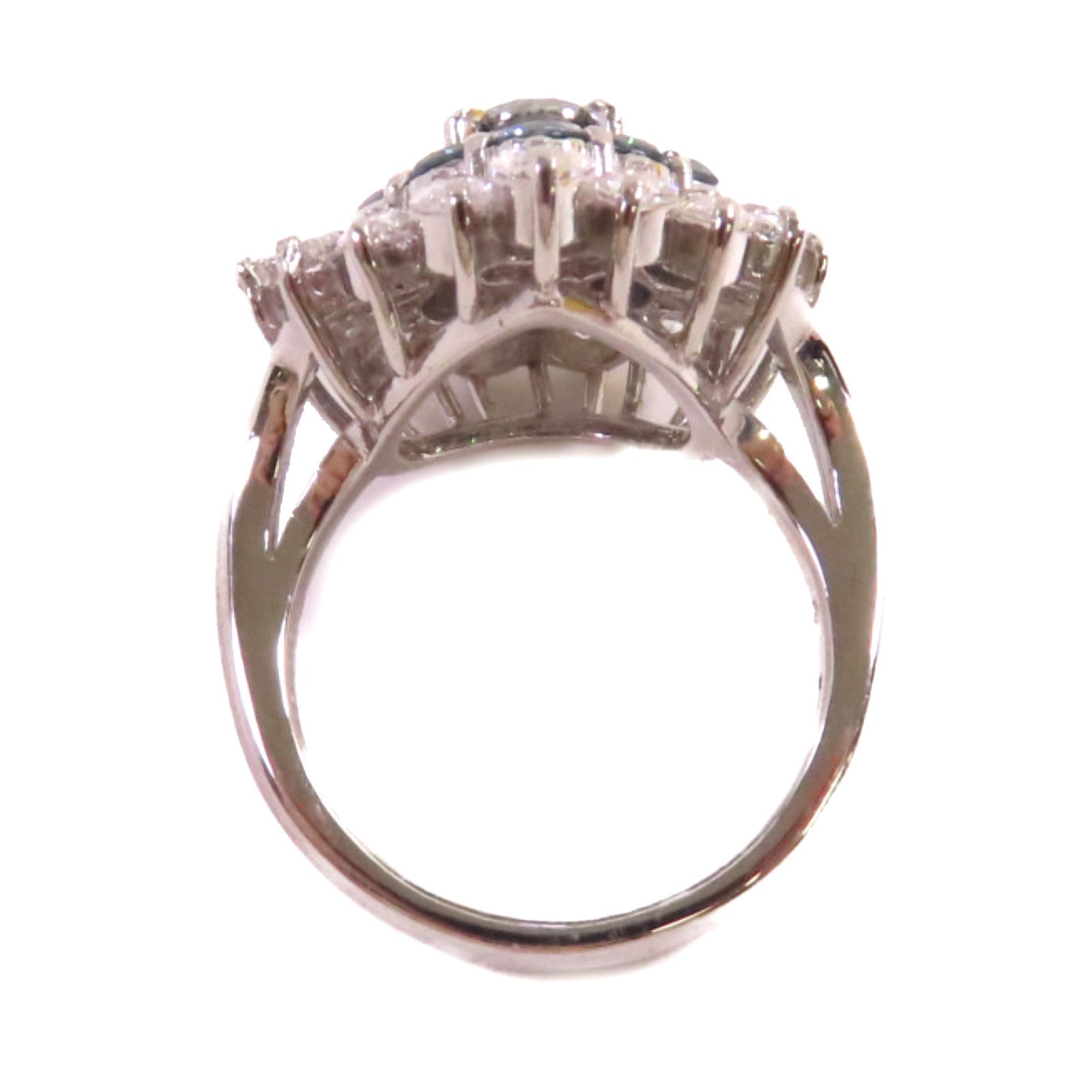 JEWELRY PT900鉑金/0.63ct藍鑽石/2.80ct鑚石Blue Diamond Ring戒指US#6