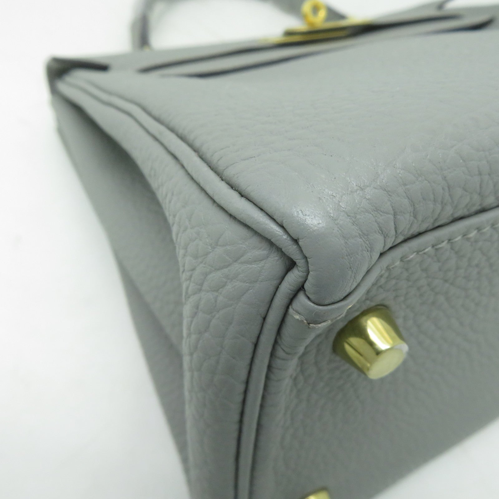 HERMES Togo皮革Kelly 28金扣手挽肩背兩用袋海鷗灰色