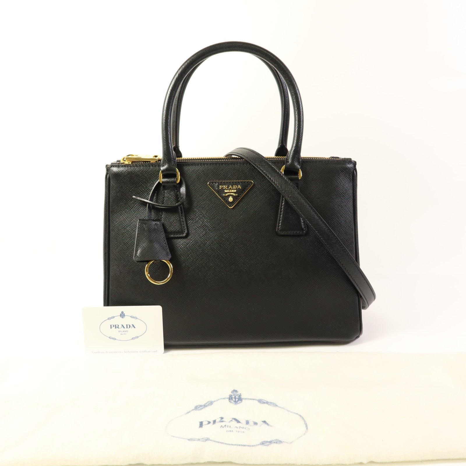 PRADA Saffiano皮革Galleria金扣手挽肩背兩用袋