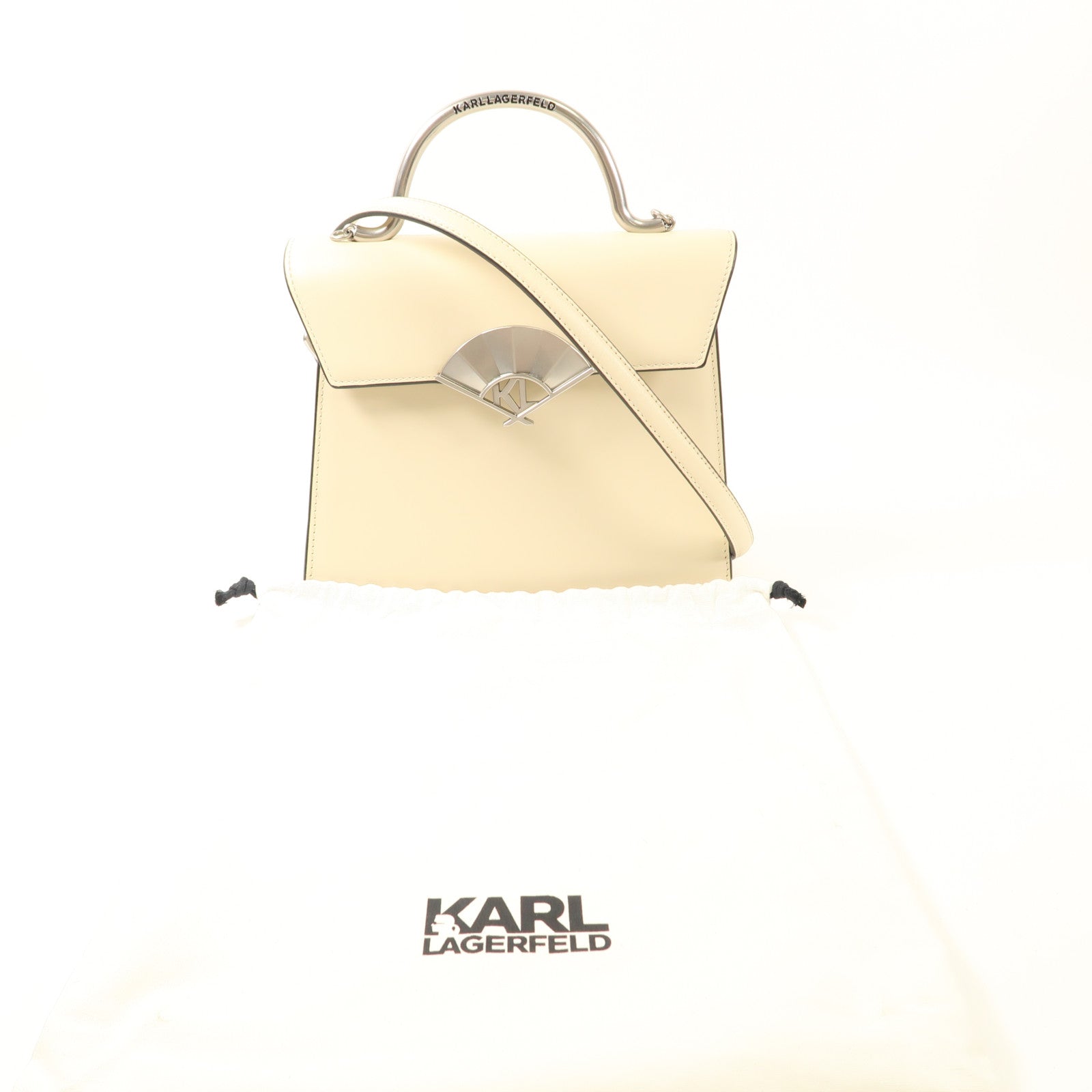 KARL LAGERFELD 牛皮皮革Karl Lagerfeld銀扣手挽肩背兩用袋