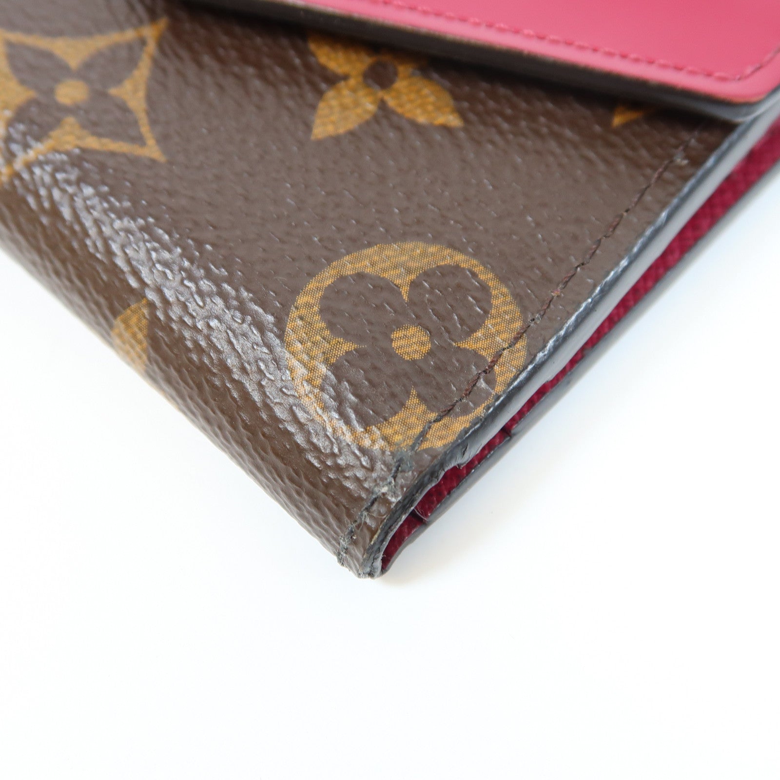 LOUIS VUITTON Monogram Wallet金扣錢包棕色/紅色