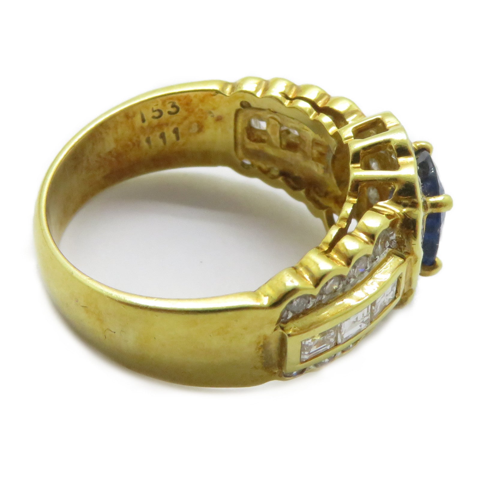 JEWELRY 【激減優惠】18K黃金Sapphire Ring 1.53ct藍寶石/1.11ct鑽石戒指US#7