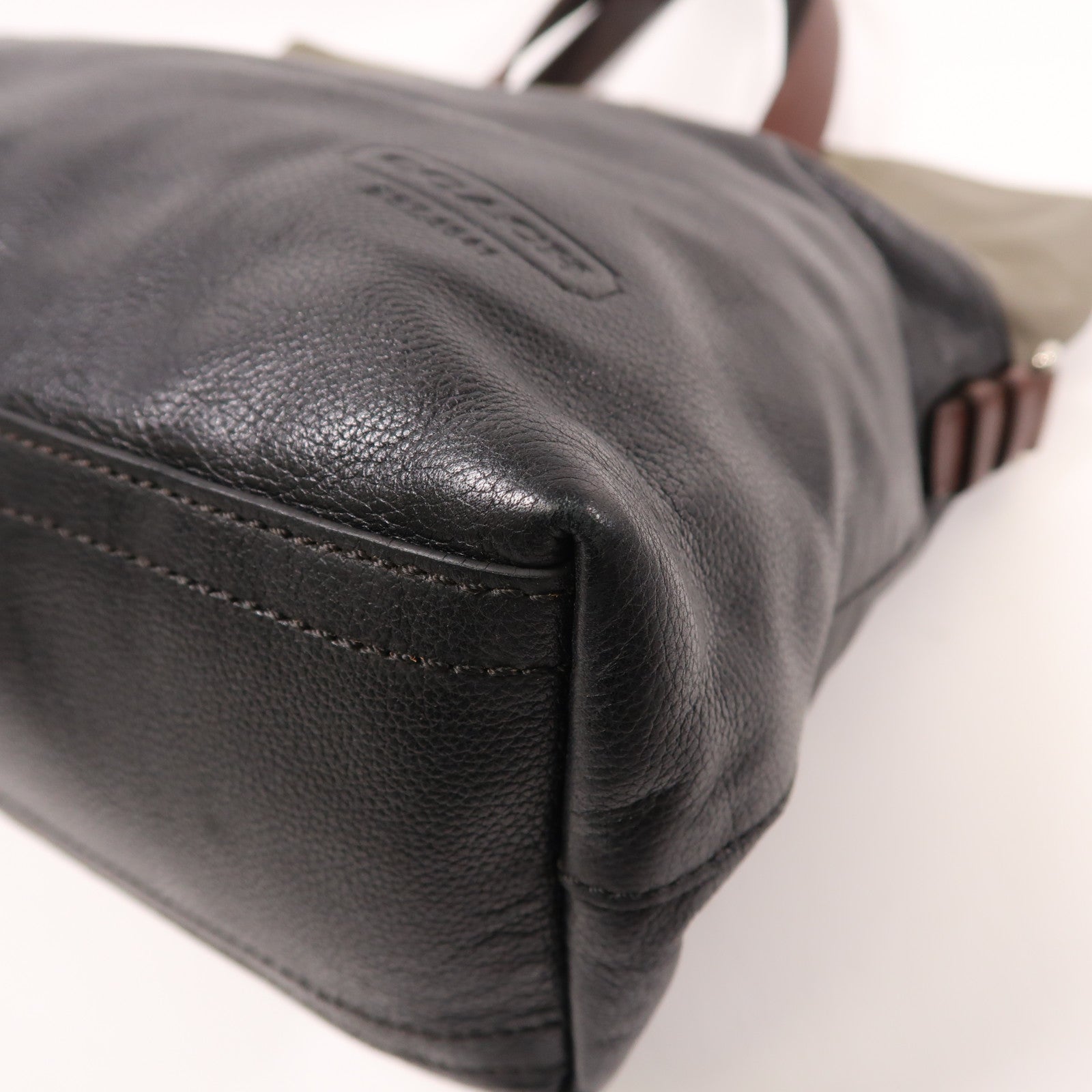 COACH 牛皮皮革2 Way Shoulder銀扣手挽肩背兩用袋