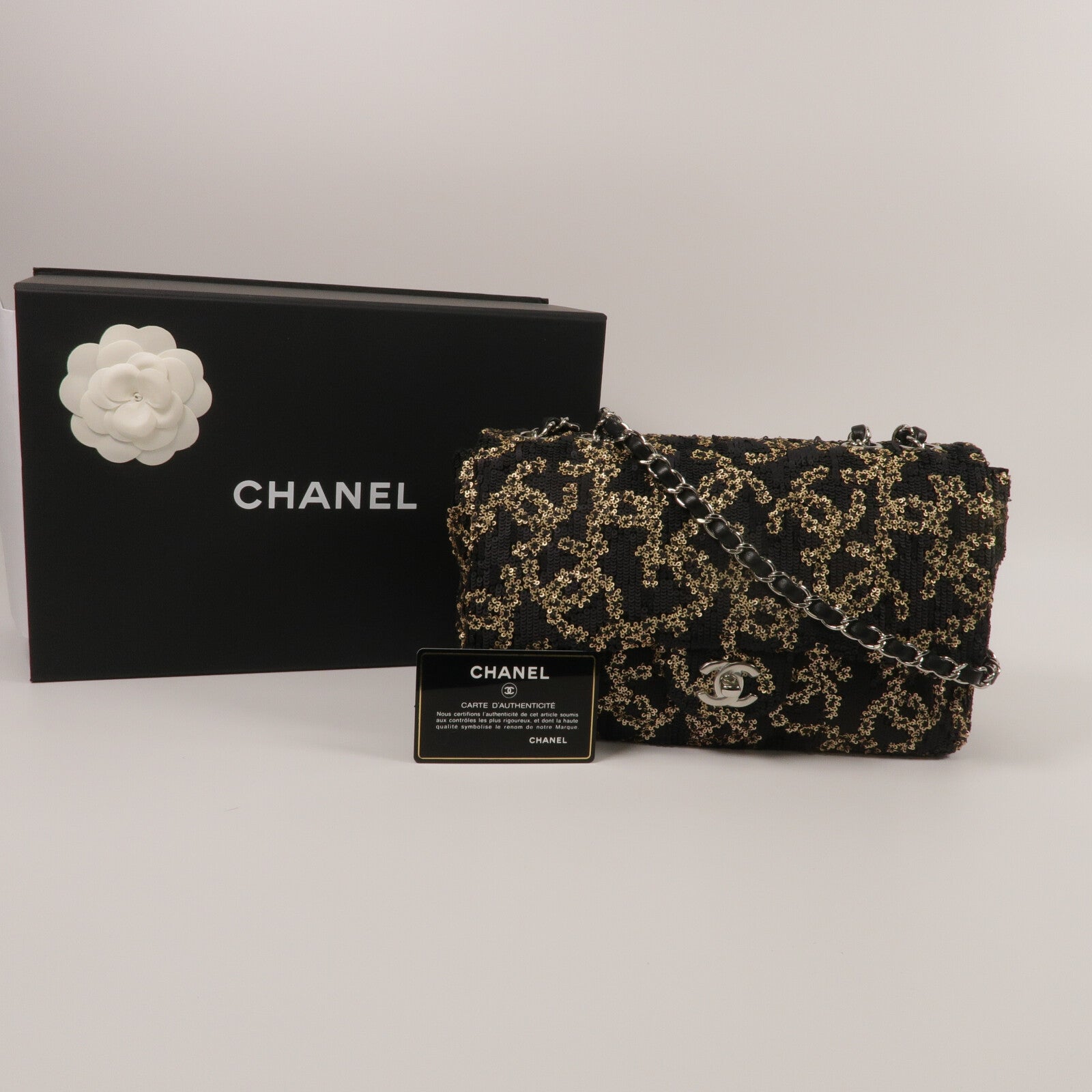 CHANEL 珠片Chain Shoulder鏈帶肩背袋