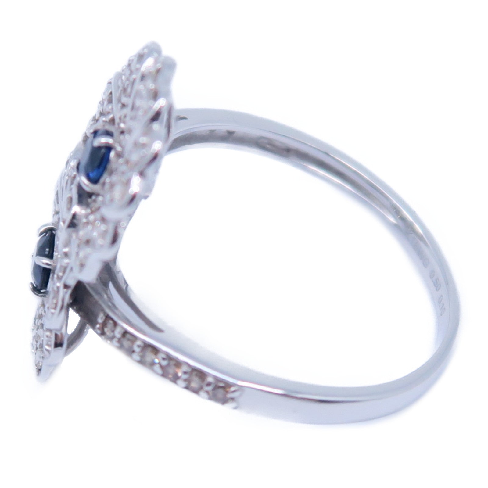 JEWELRY 【激減優惠】18K白金Diamond Ring 0.10ct藍寶石/0.50ct鑽石戒指US#5.75