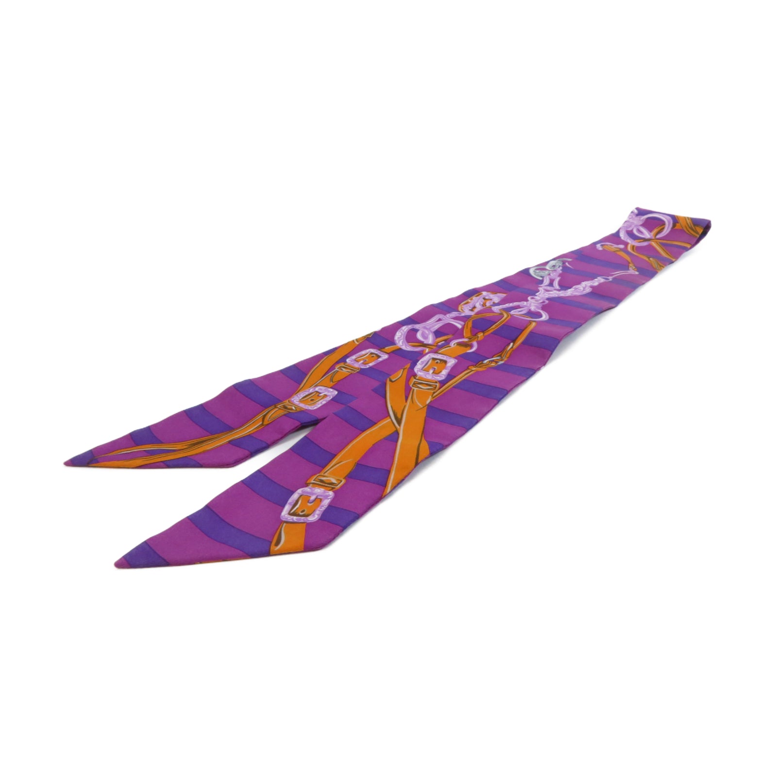HERMES 【激減優惠】絲質Twilly絲巾紫色