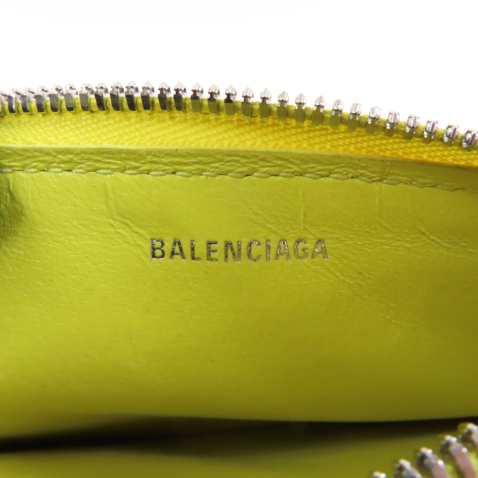 BALENCIAGA 牛皮皮革Card Case銀扣卡片套黃色