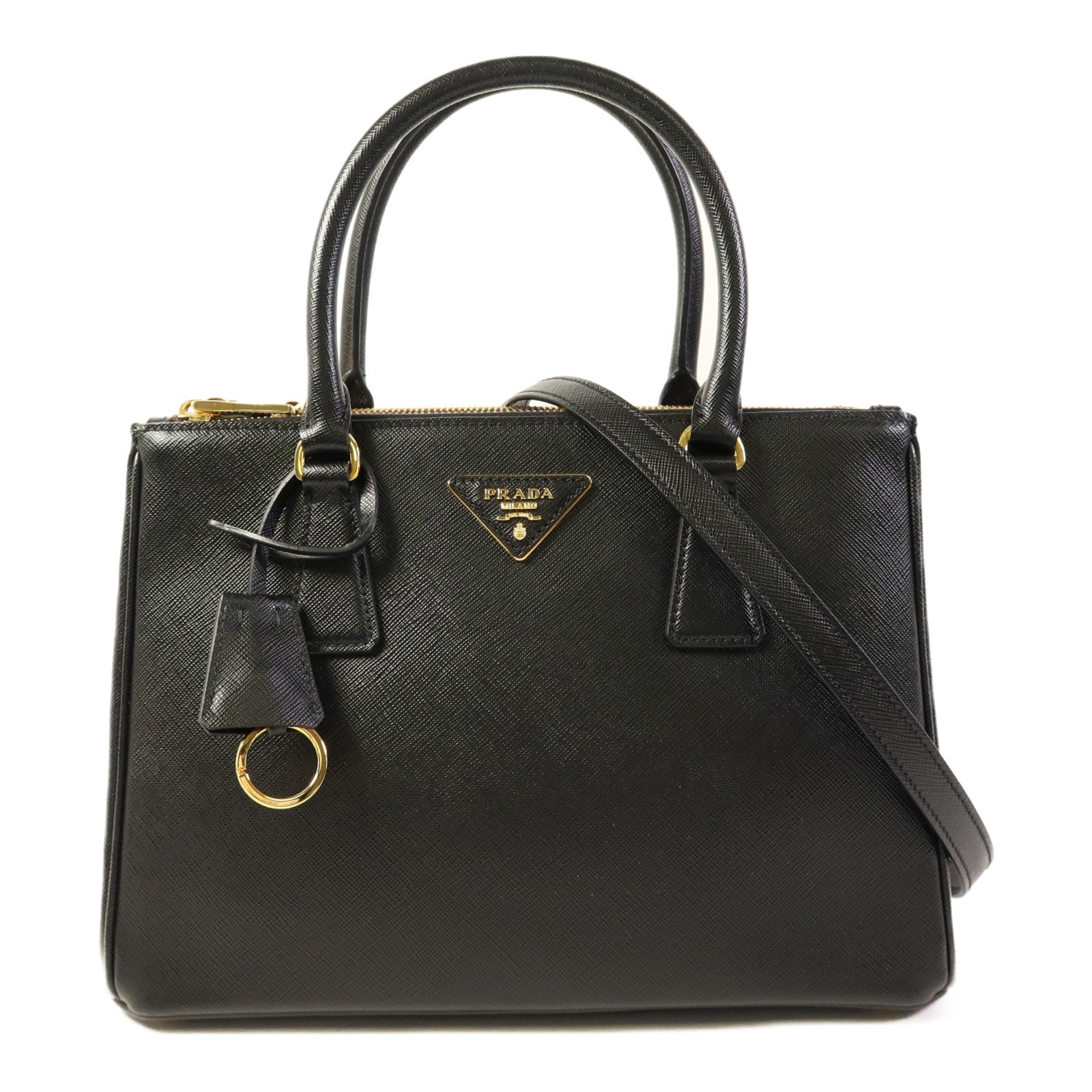 PRADA Saffiano皮革Galleria金扣手挽肩背兩用袋