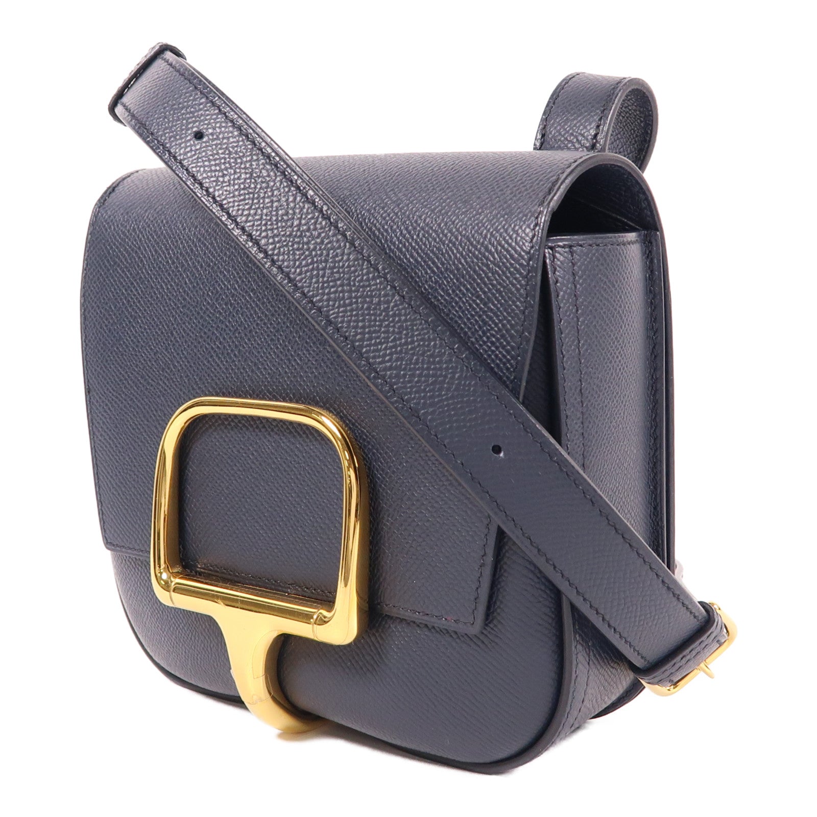 HERMES Epsom皮革Della金扣肩背袋Bleu Nuit