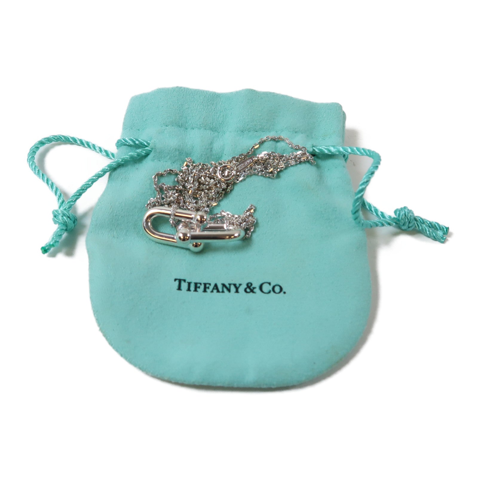 TIFFANY＆CO 925純銀Large Double Link Pendant Necklace項鍊銀色