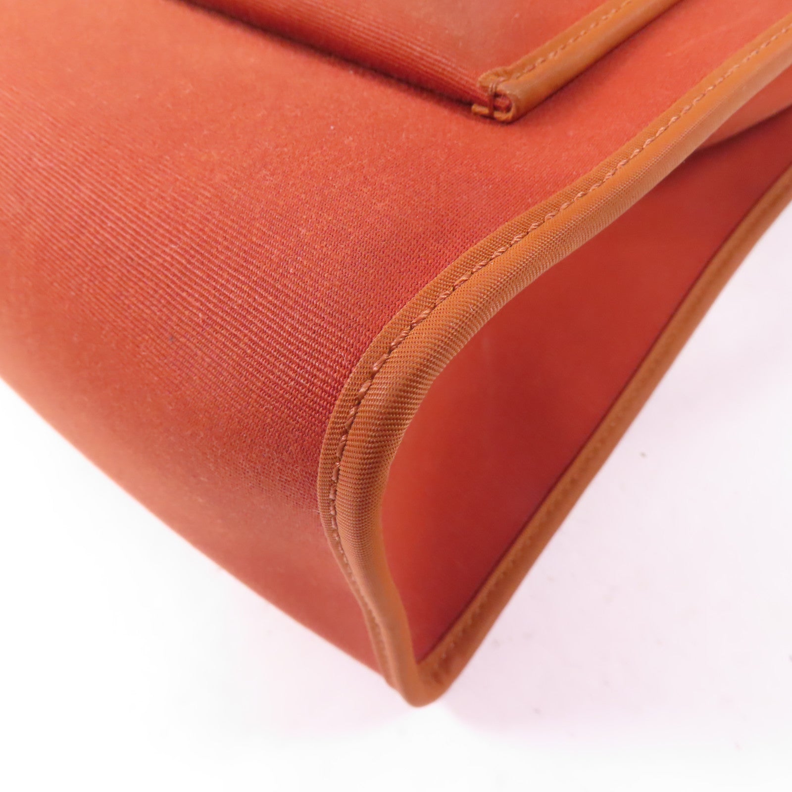 HERMES 帆布Herbag PM銀扣手挽肩背兩用袋Brique/橙色