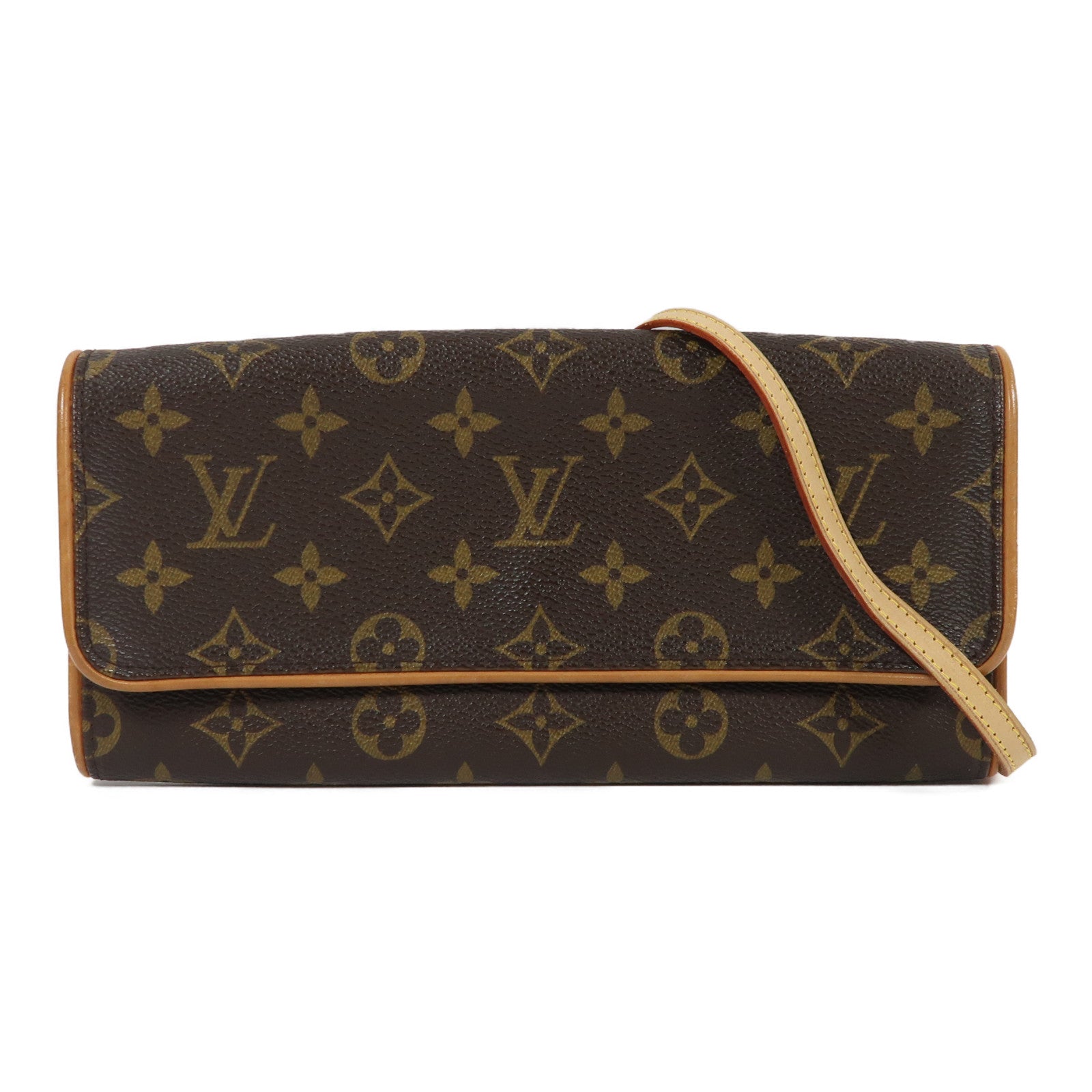 LOUIS VUITTON Monogram Pochette Twin GM金扣肩背袋啡色