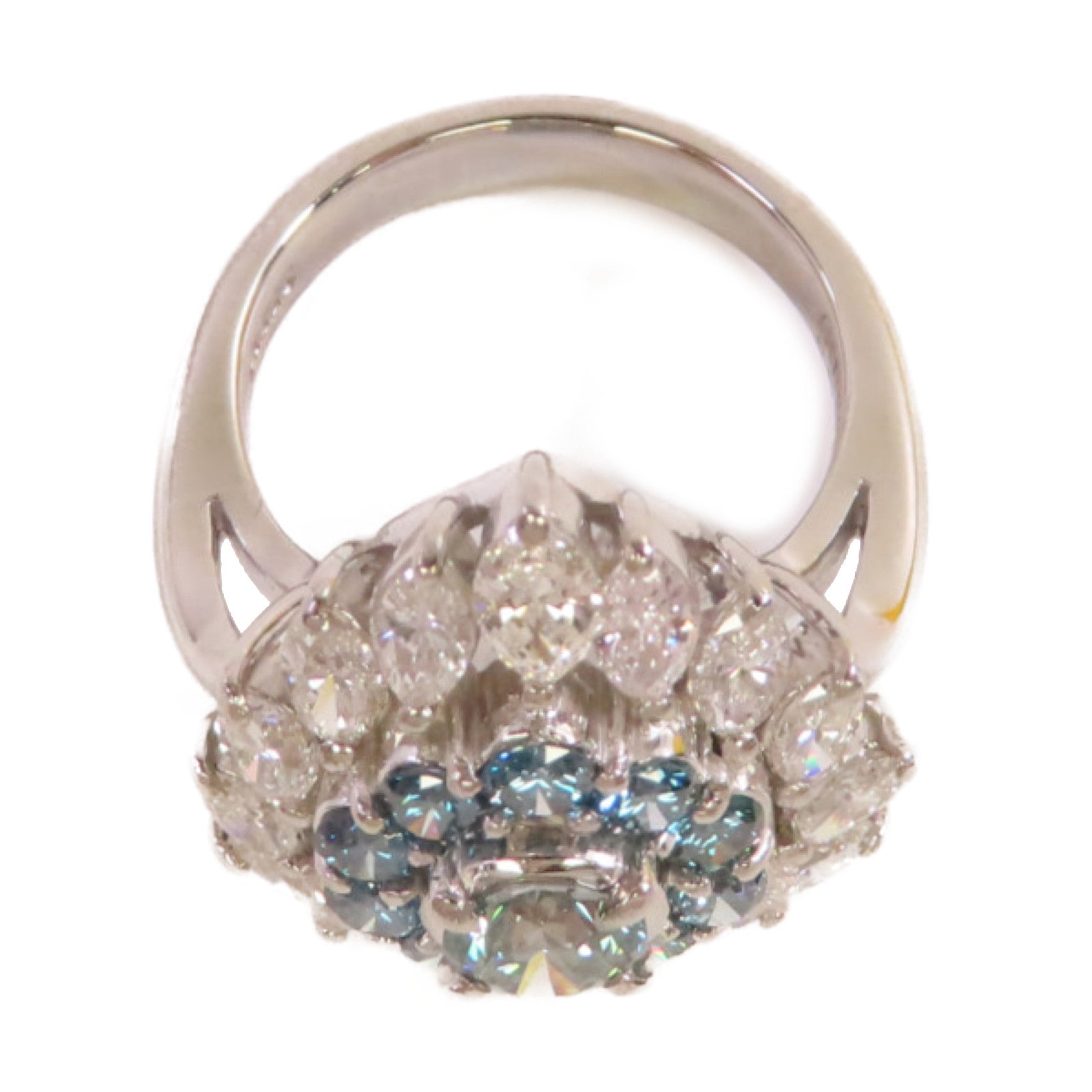 JEWELRY PT900鉑金/0.63ct藍鑽石/2.80ct鑚石Blue Diamond Ring戒指US#6