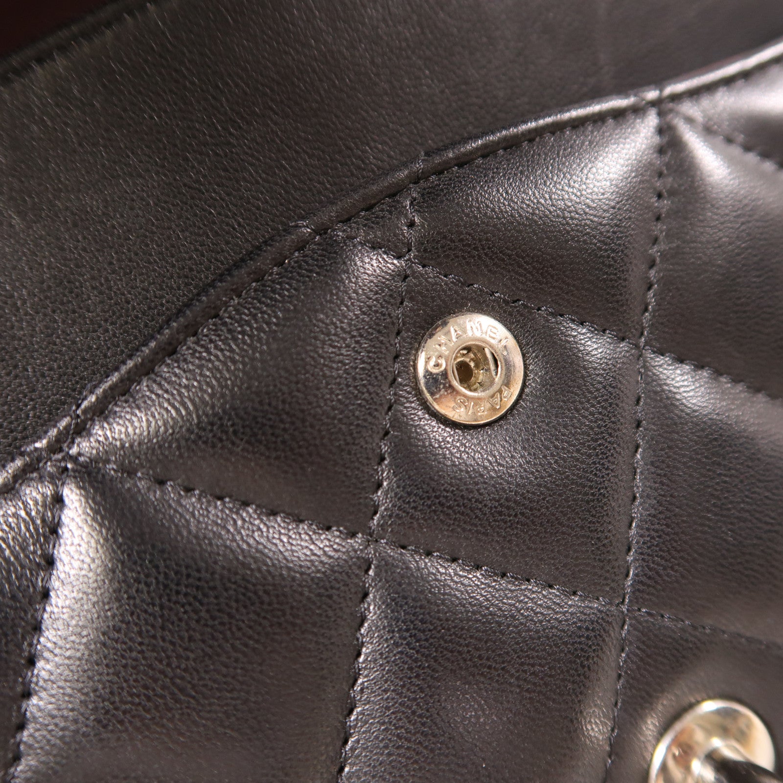 CHANEL 羊皮皮革Large Classic銀扣鏈帶肩背袋