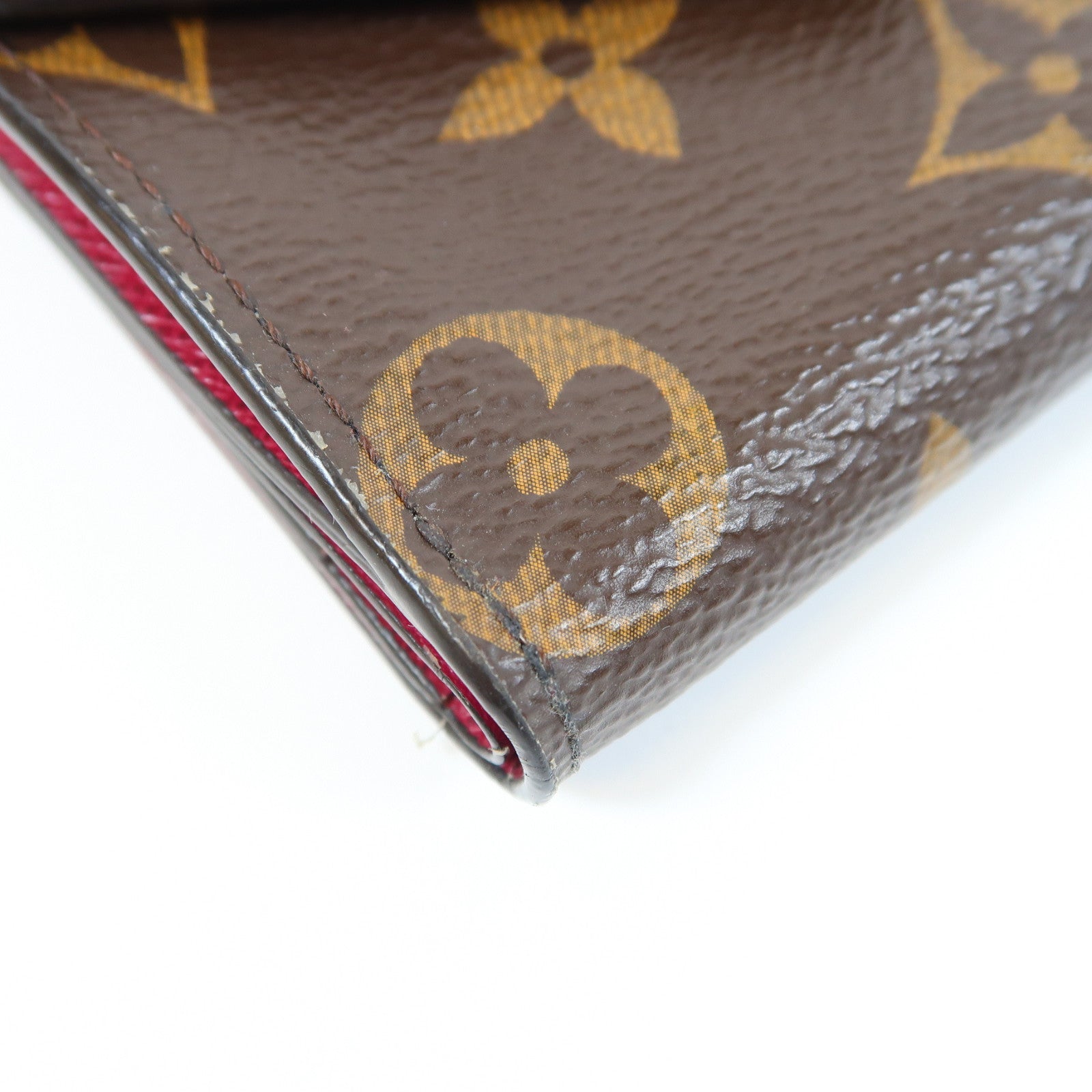 LOUIS VUITTON Monogram Wallet金扣錢包棕色/紅色