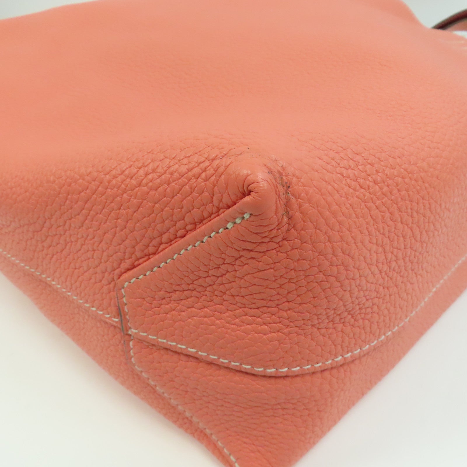 HERMES Clemence皮革Double Sens手挽袋Crevette/淺橙色/Rouge Casaque/紅色