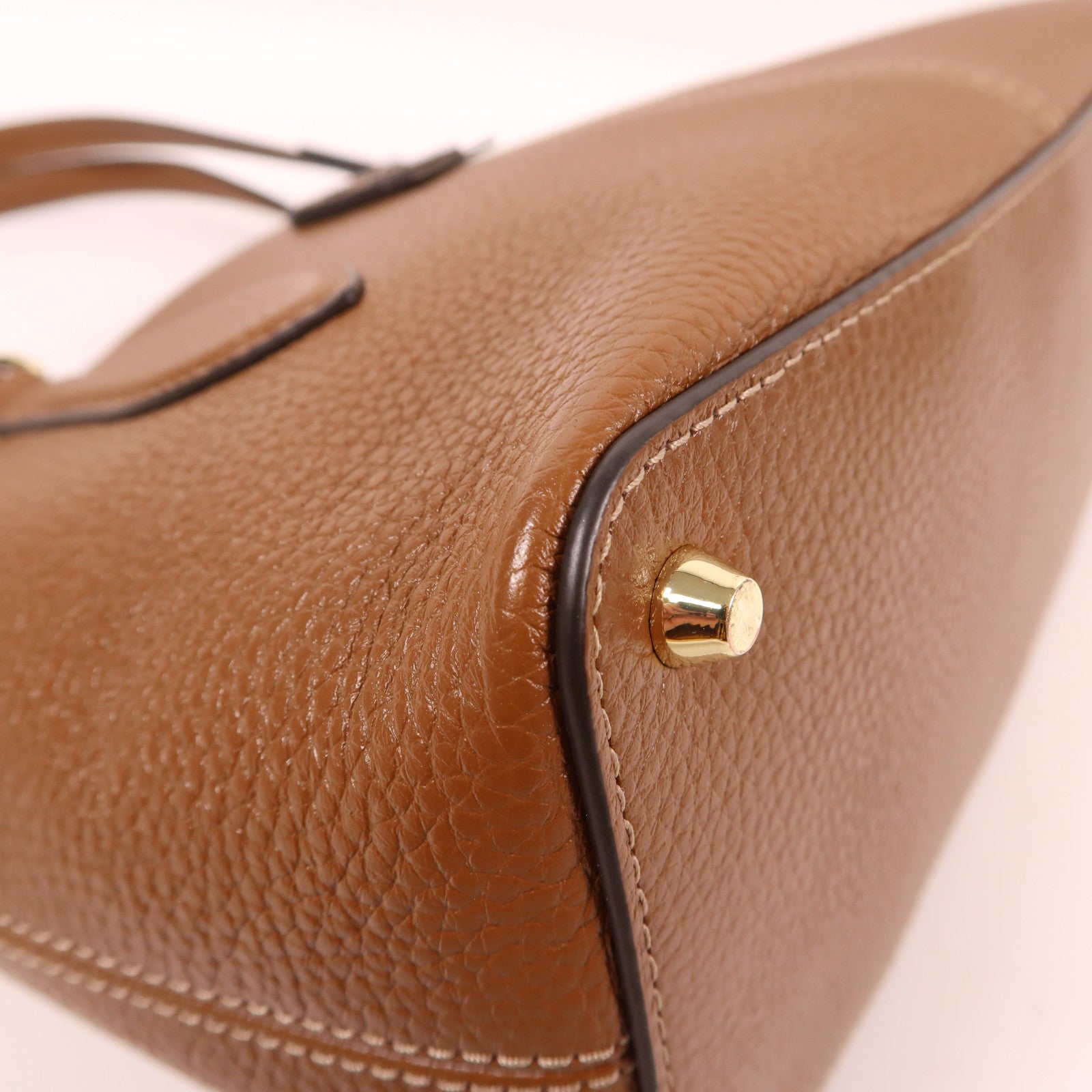 Furla 牛皮皮革2 Way Shoulder金扣手挽肩背兩用袋棕色