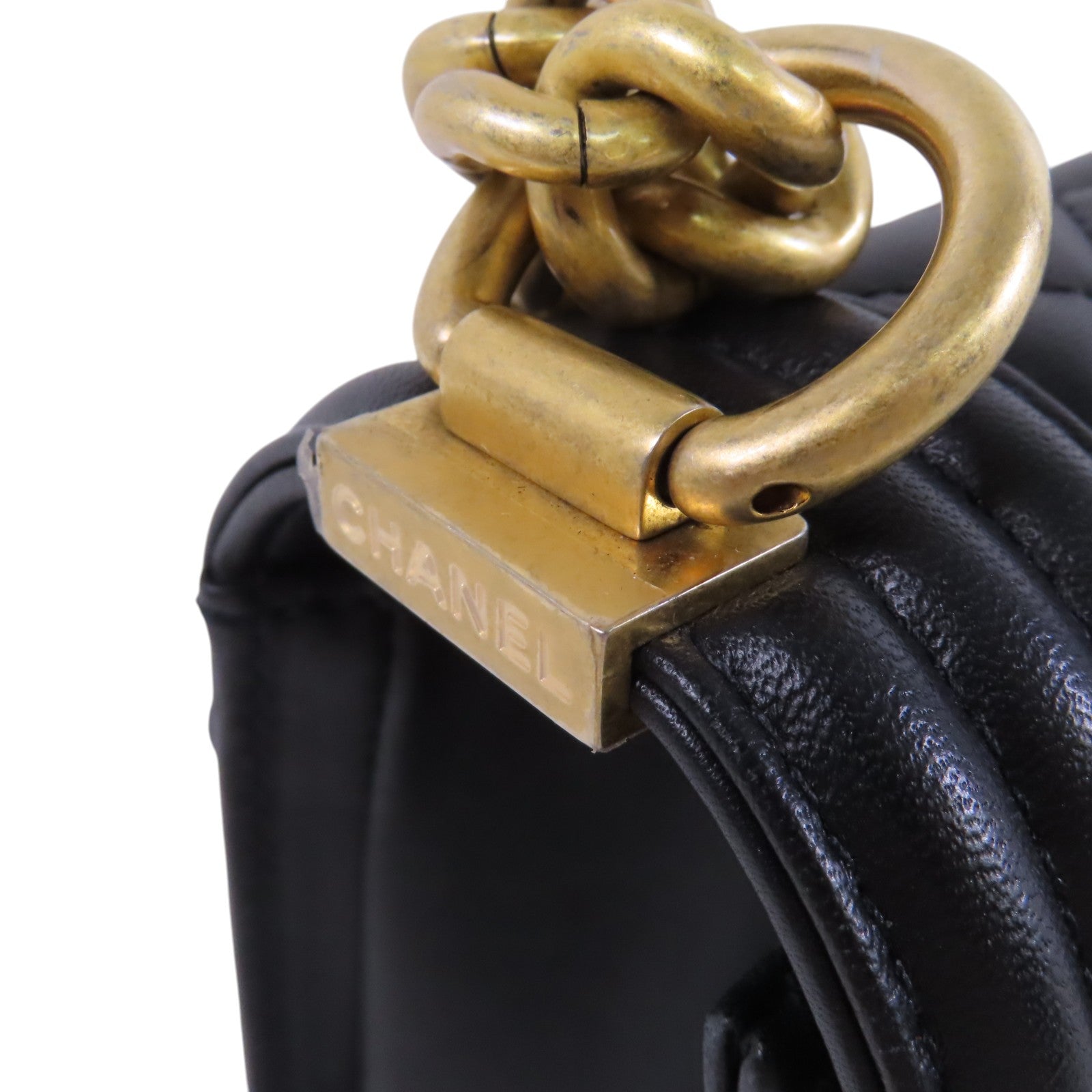 CHANEL 羊皮皮革Boy Chanel 25金扣鏈帶肩背袋