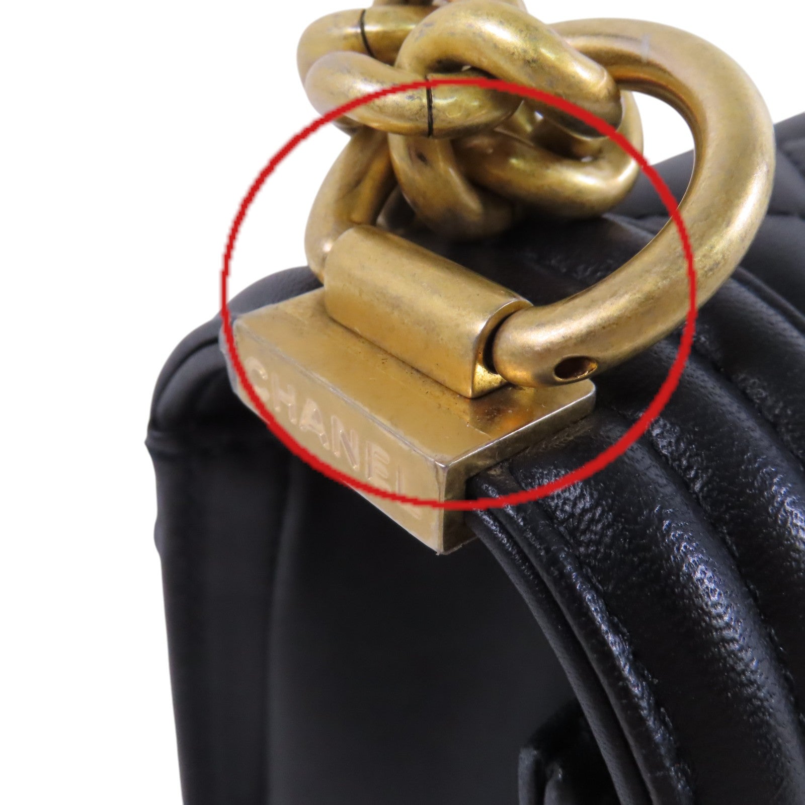 CHANEL 羊皮皮革Boy Chanel 25金扣鏈帶肩背袋