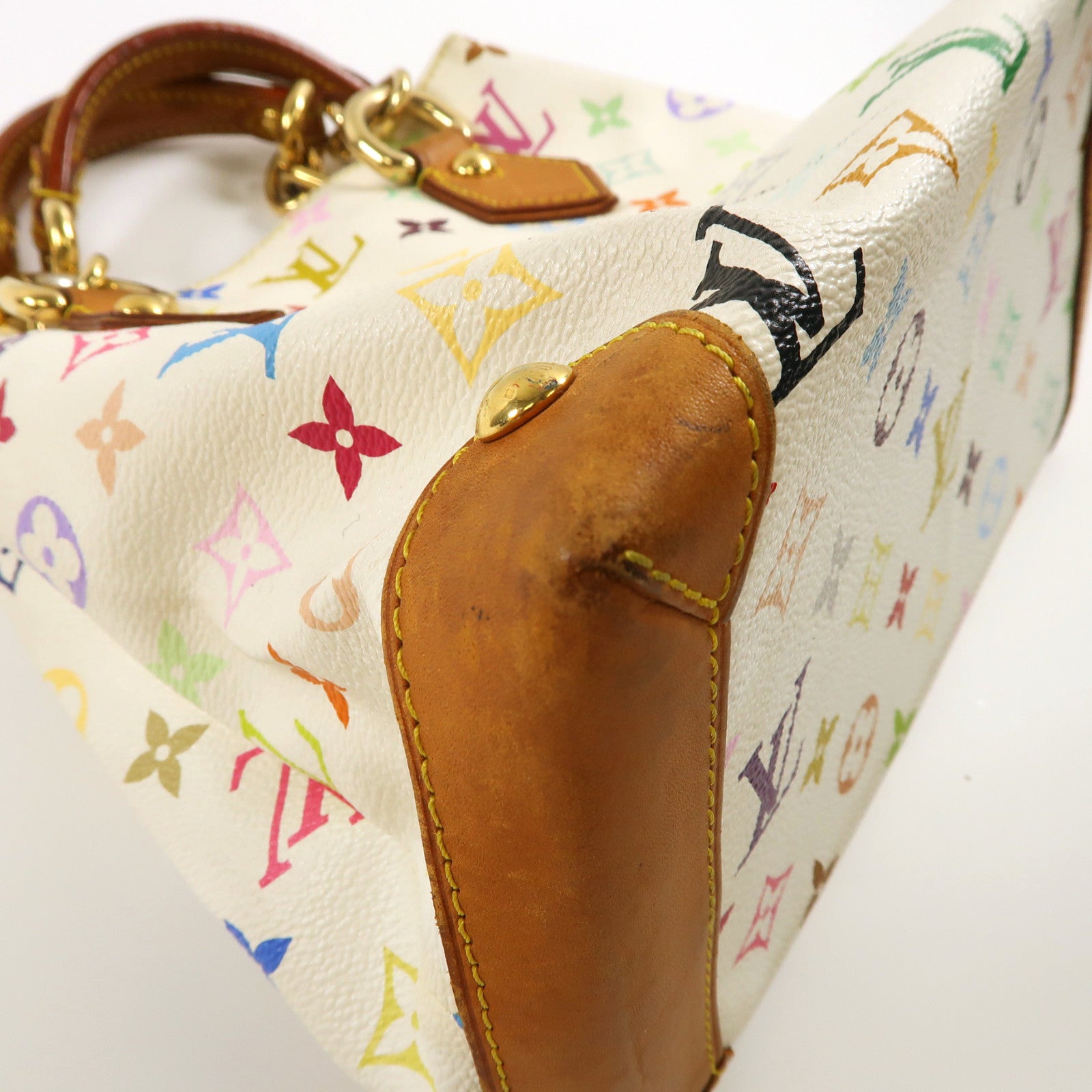 LOUIS VUITTON Monogram Multicolore Audra金扣手挽袋白色/彩色